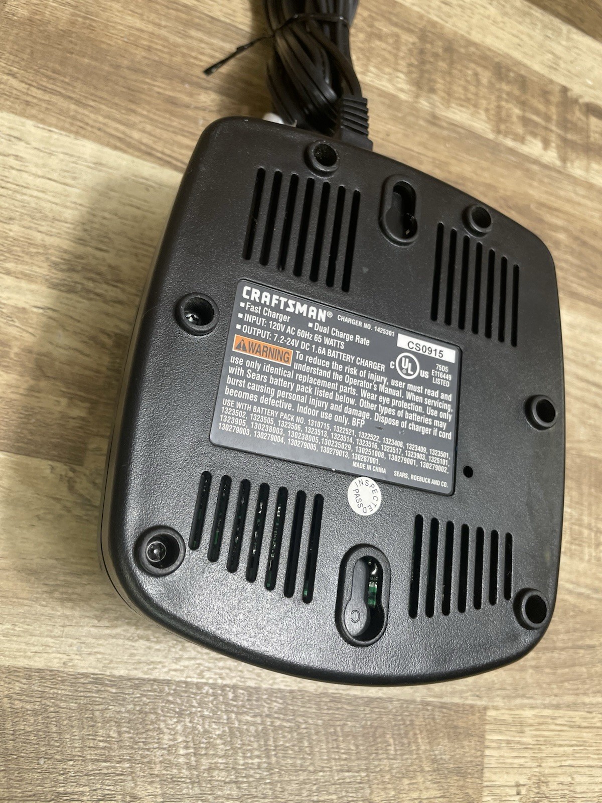 Craftsman BATTERY CHARGER OEM 1 Hour Fast 7.2V 12V 18V 19.2V 24V 1425301 Tested