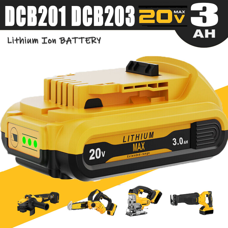 4~1Pack 20V DCB201 For Dewalt 20 Volt Max Lithium Battery DCB203 DCB207 DCB201-2