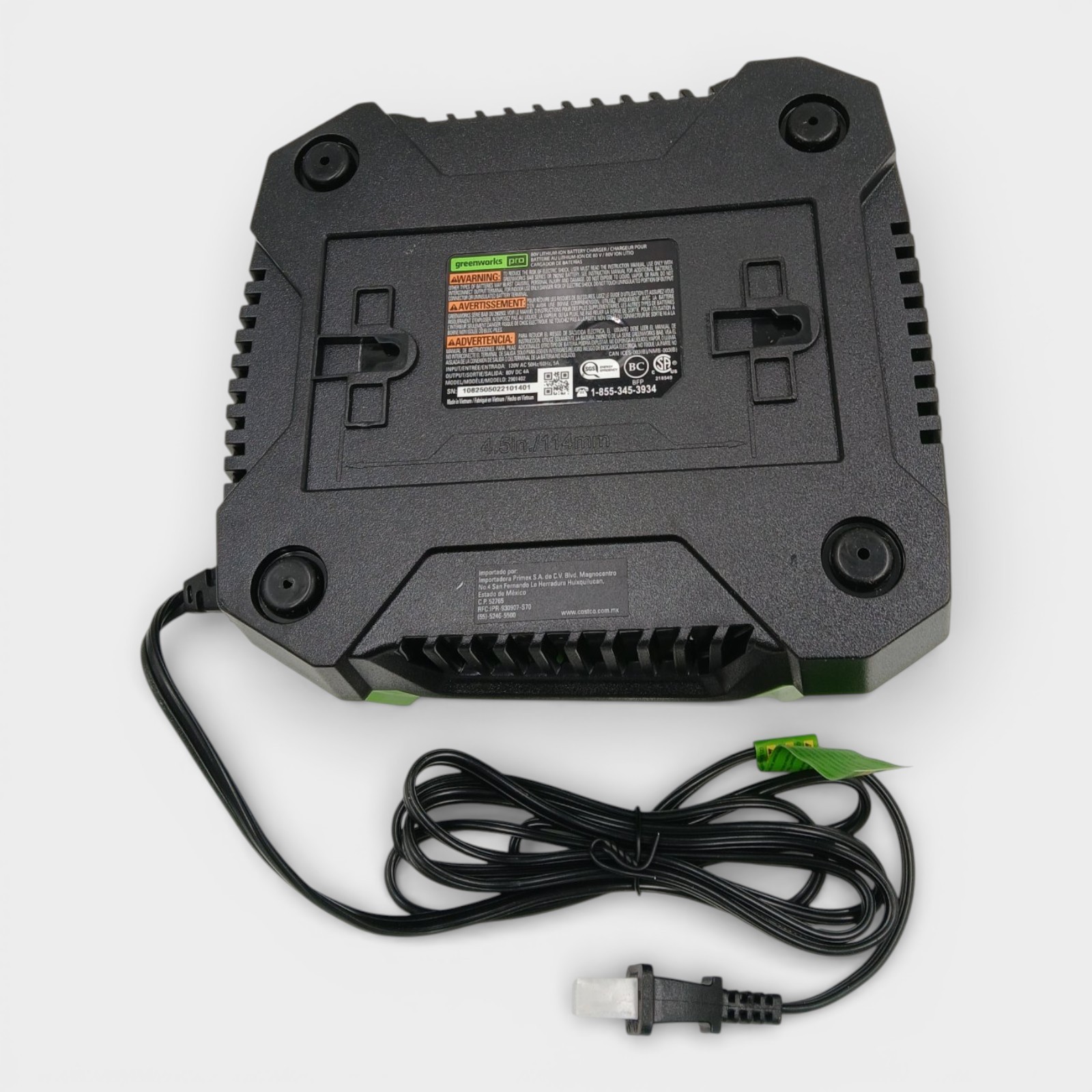 Greenworks PRO 80V Lithium Ion Single Port Rapid Battery Charger GCH8040 (Untest