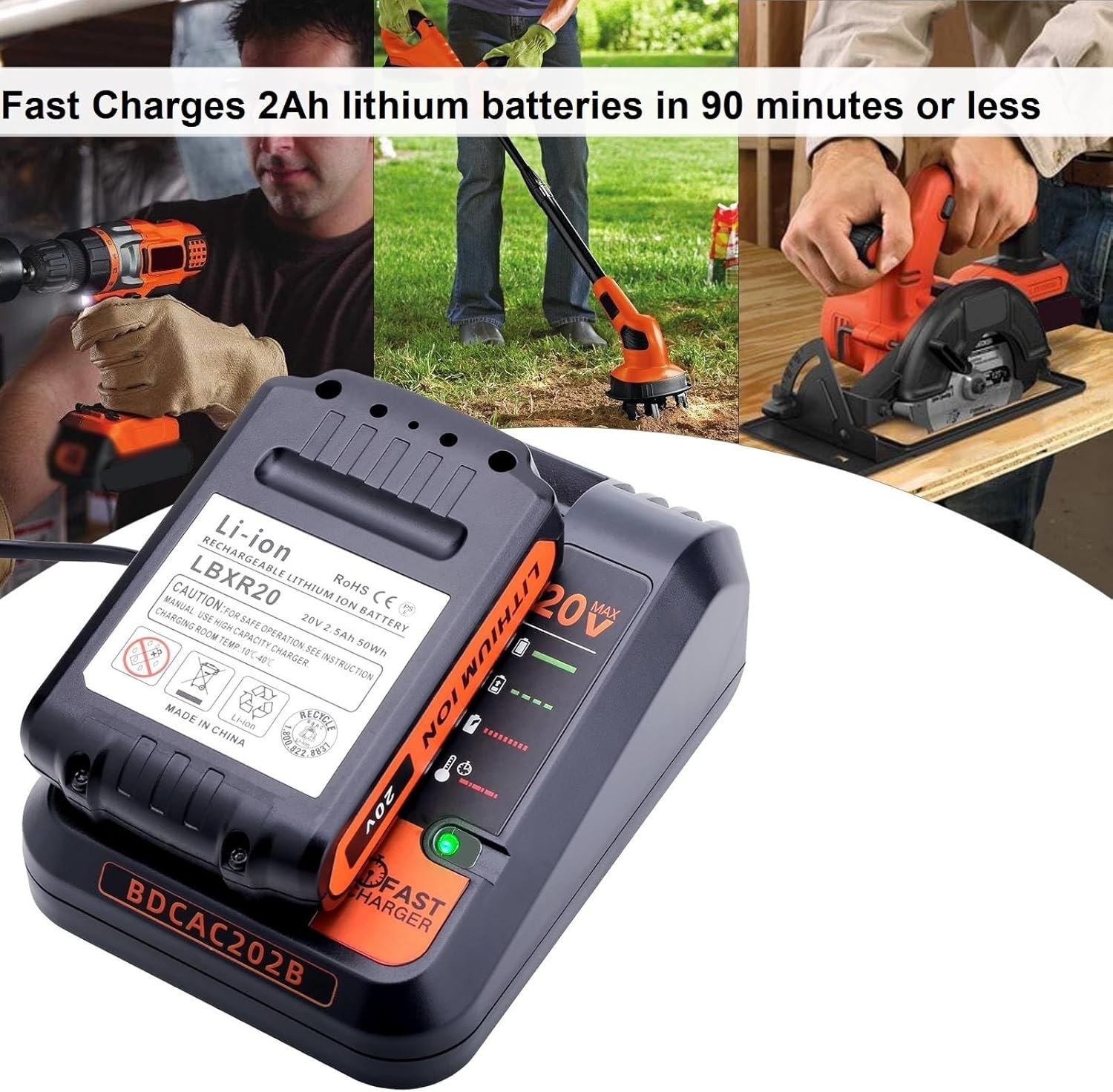 20V Fast Charger Compatible with Black and Decker 20V 12V Max Lithium Battery…