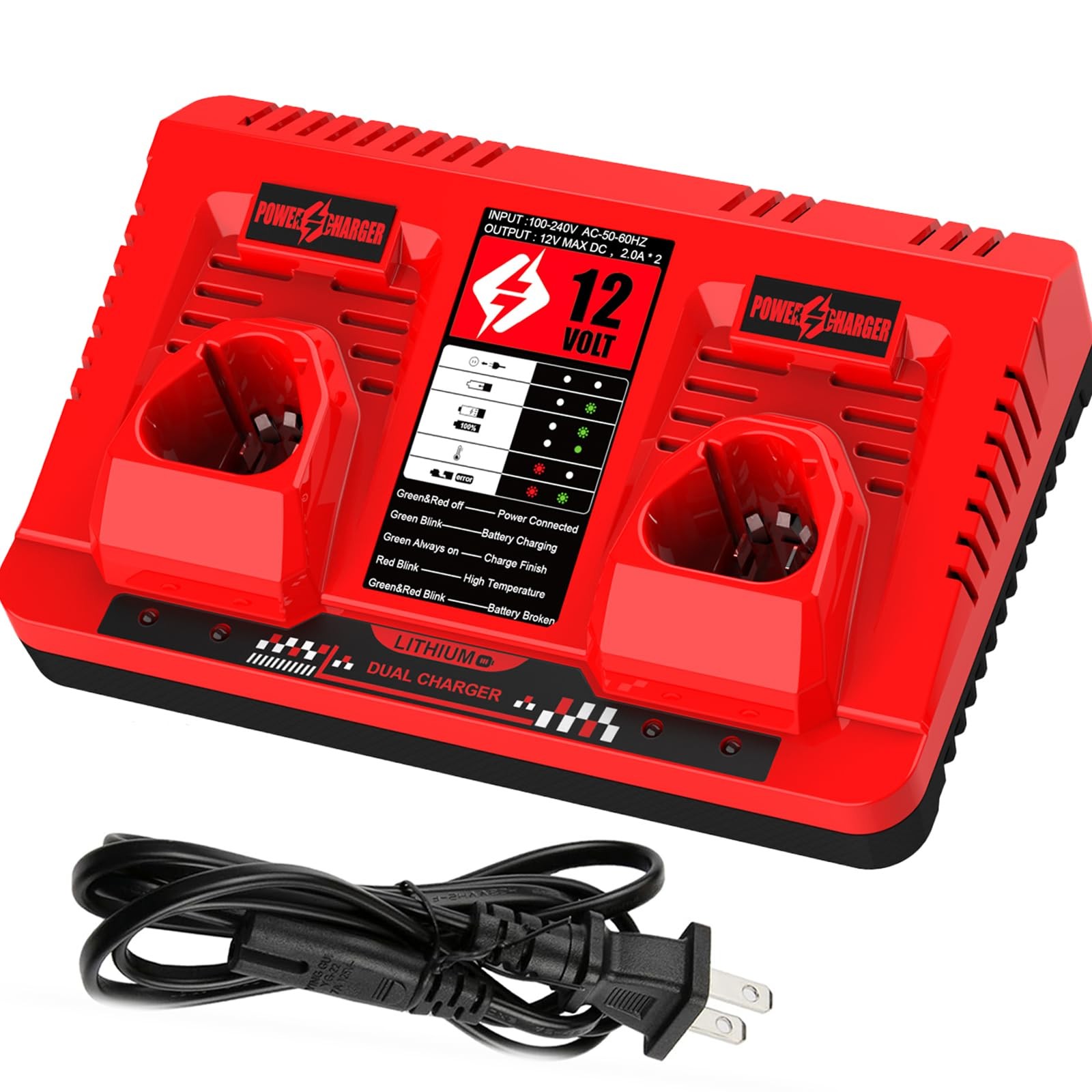 Antrobut Dual Port 12V Charger Replacement For 12V Tool Battery 48-11-2412