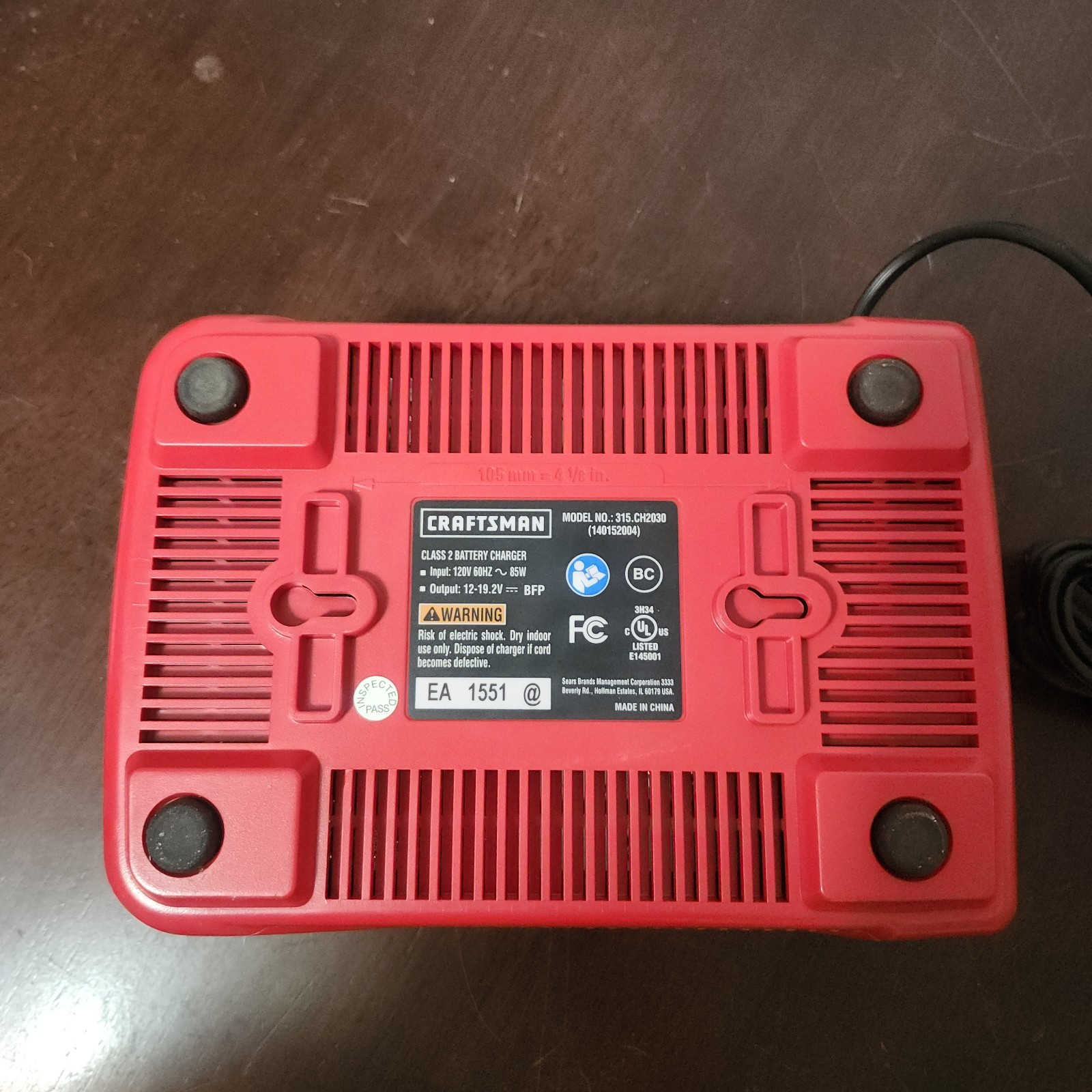 Craftsman Quick Battery Charger 12V-19.2V Li-Ion and Ni-Cd Model 315.CH2030
