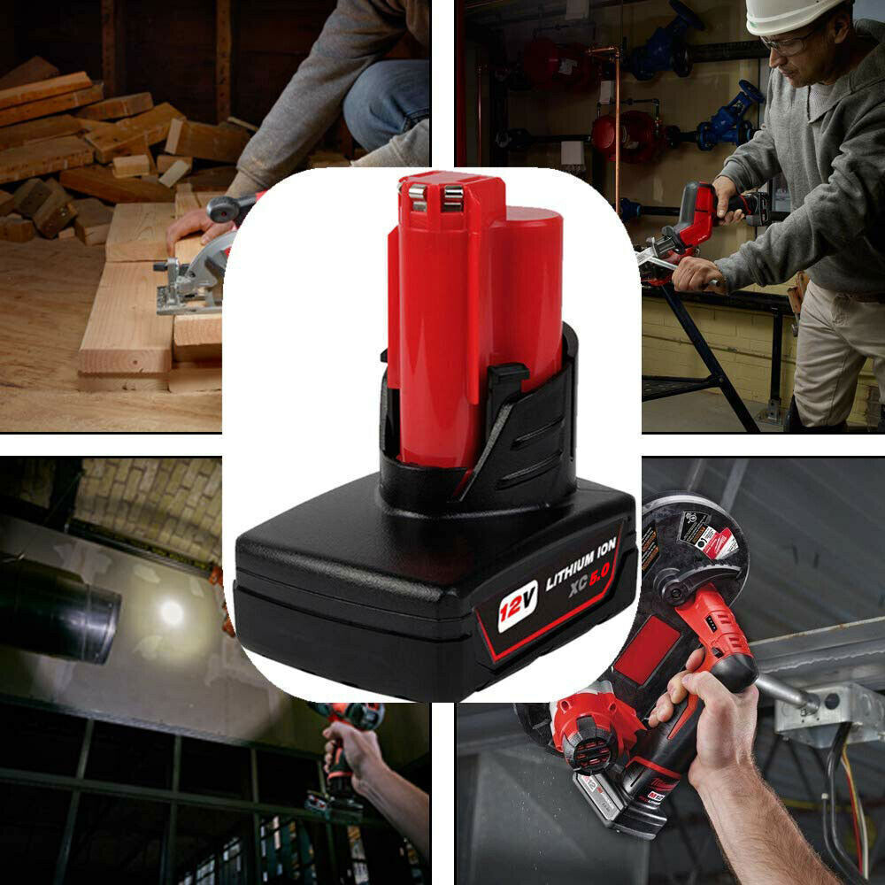 Replace 5.0Ah For Milwaukee 48-11-2401 M12 12V Lithium-Ion Battery (48-11-2411)