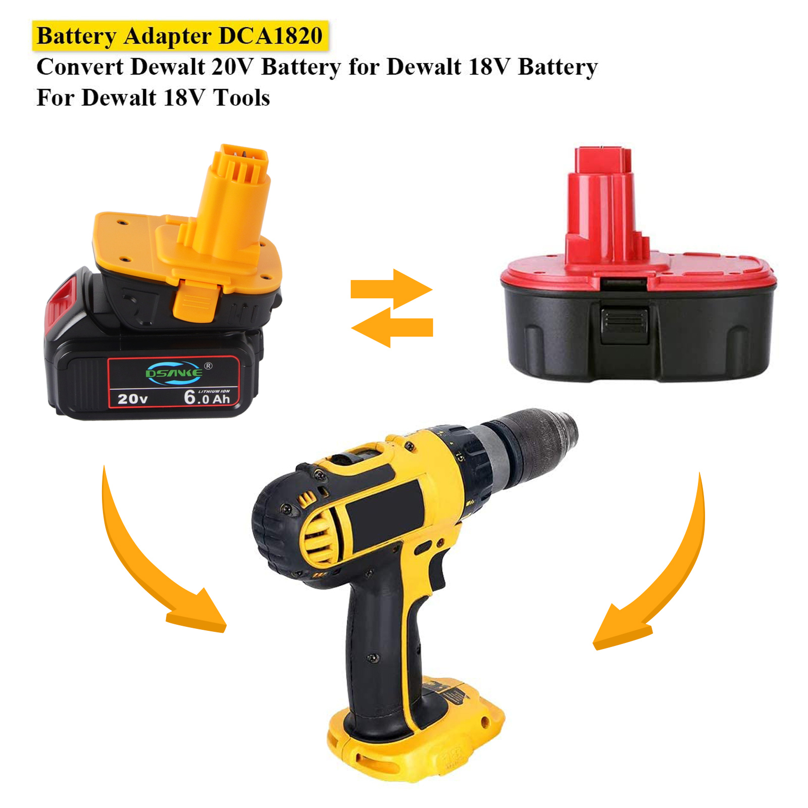 Battery Adapter Converter For DE WALT DCA1820 18Volt to 20V Max Lit-ion Tool