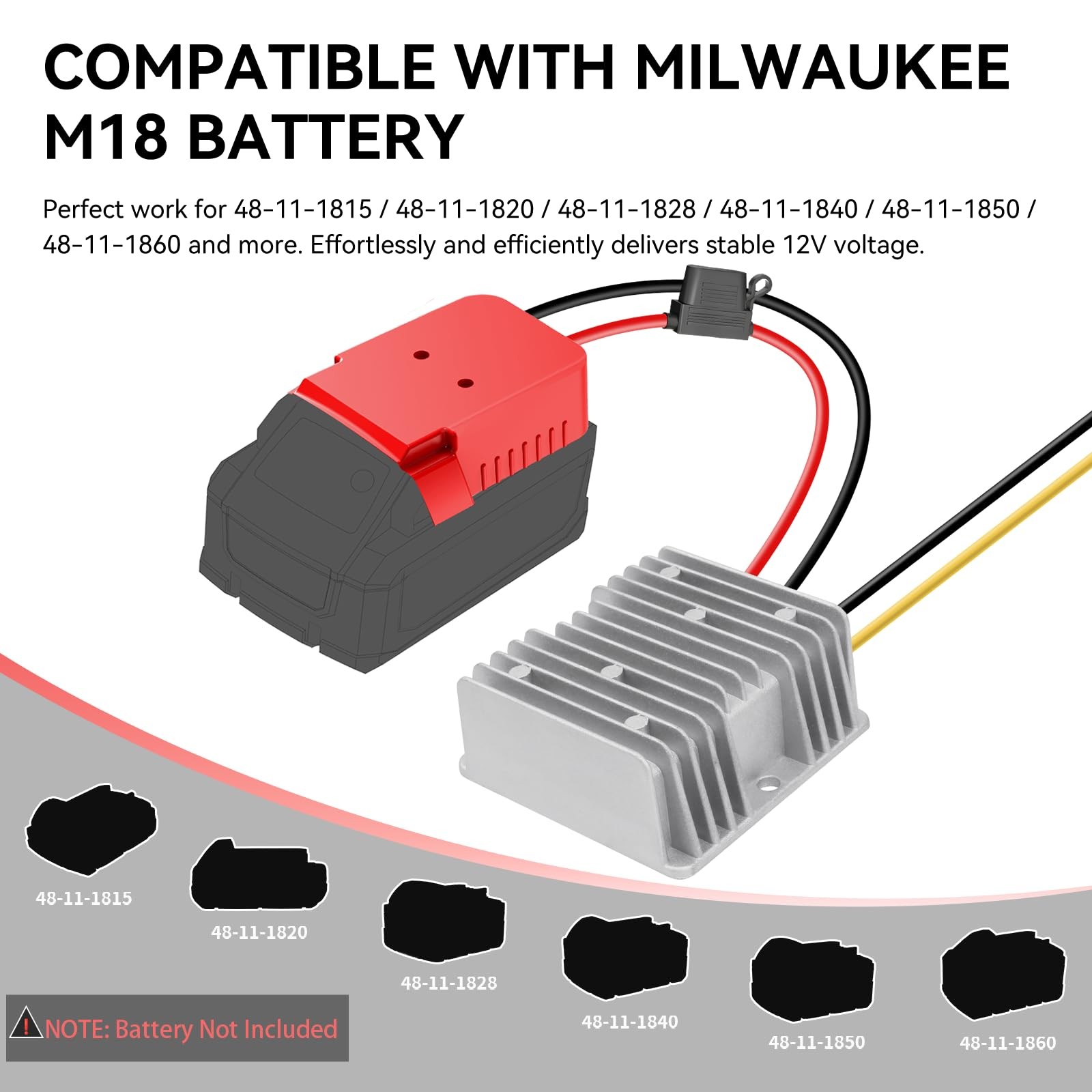 Tanheyin 18V To 12V Step Down Converter For Milwaukee M18 Battery 240W Dc 12V