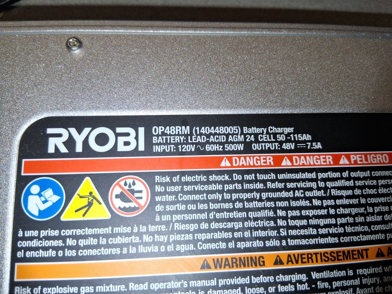 Ryobi OP48RM 48 v Battery Charger OEM 140448005 (A)used