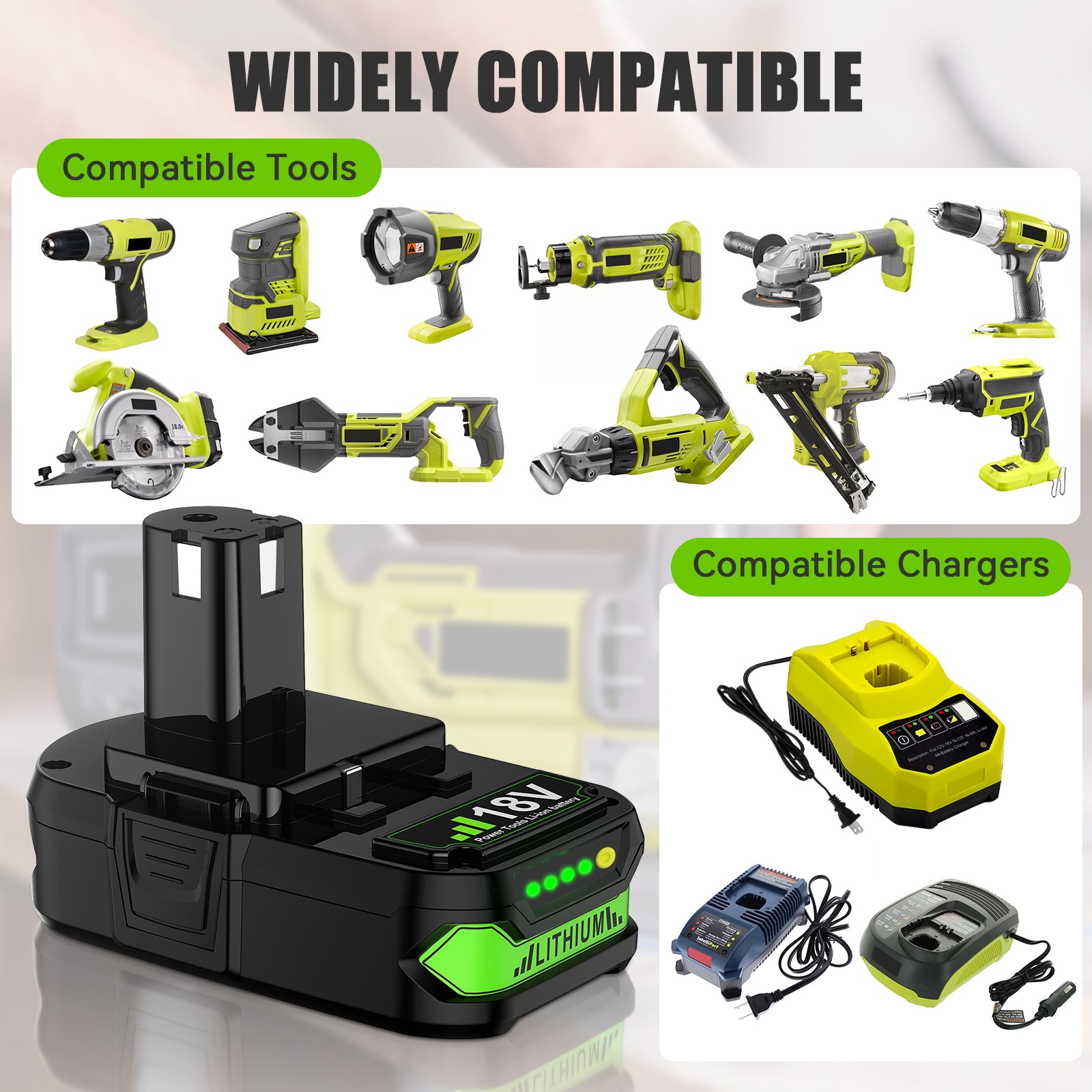 3.0AH For RYOBI P107 18V One Plus High Capacity Battery 18Volt Lithium-Ion P108