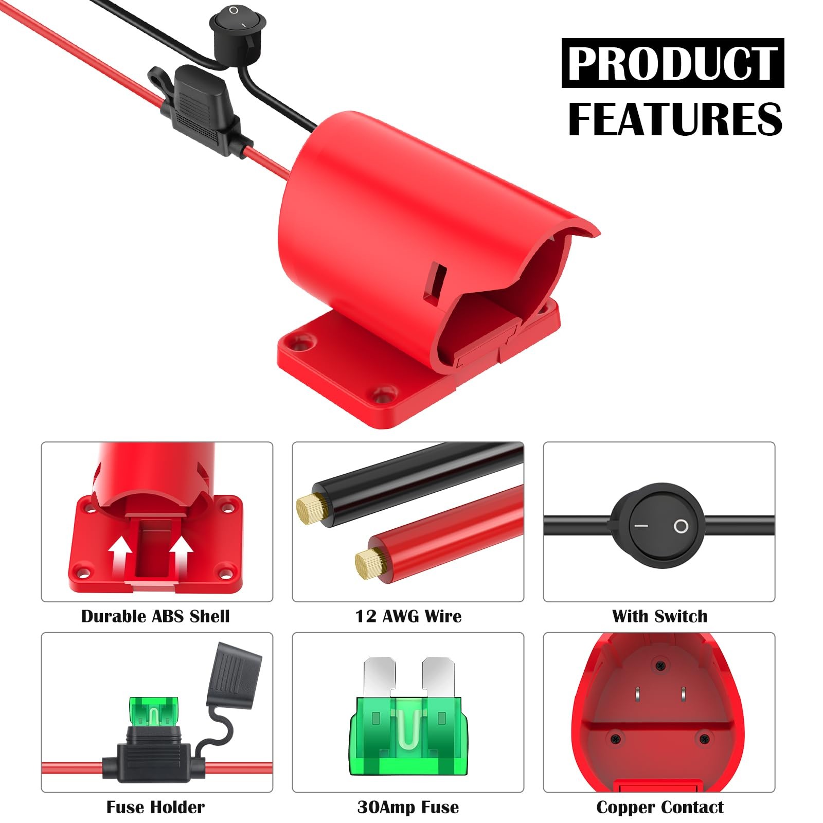 2 Packs Power Wheel Adapter for Milwaukee M12 2-Pack with switch, Red