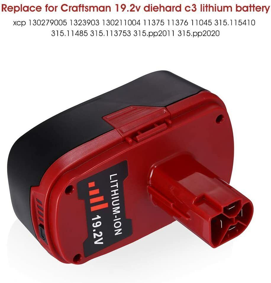 2Pack 8.0Ah for Craftsman 19.2V Lithium XCP Battery C3 DieHard 11375 OR Charger