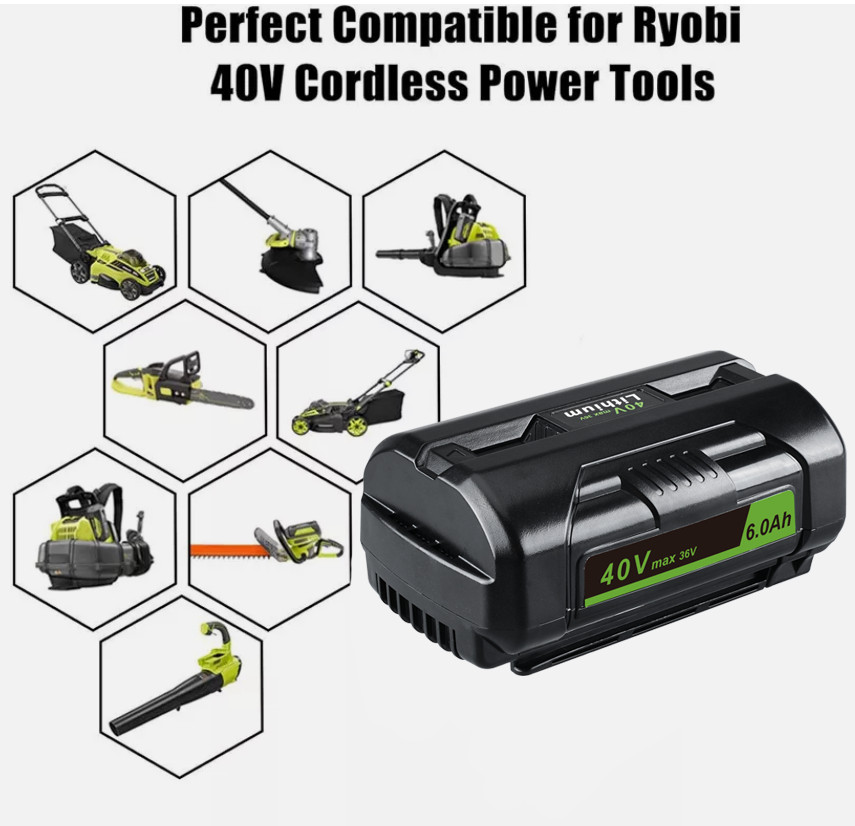 1-4PCS For Ryobi 40Volt 6.0Ah Battery High Capacity Lithium ion OP4050 OP40602