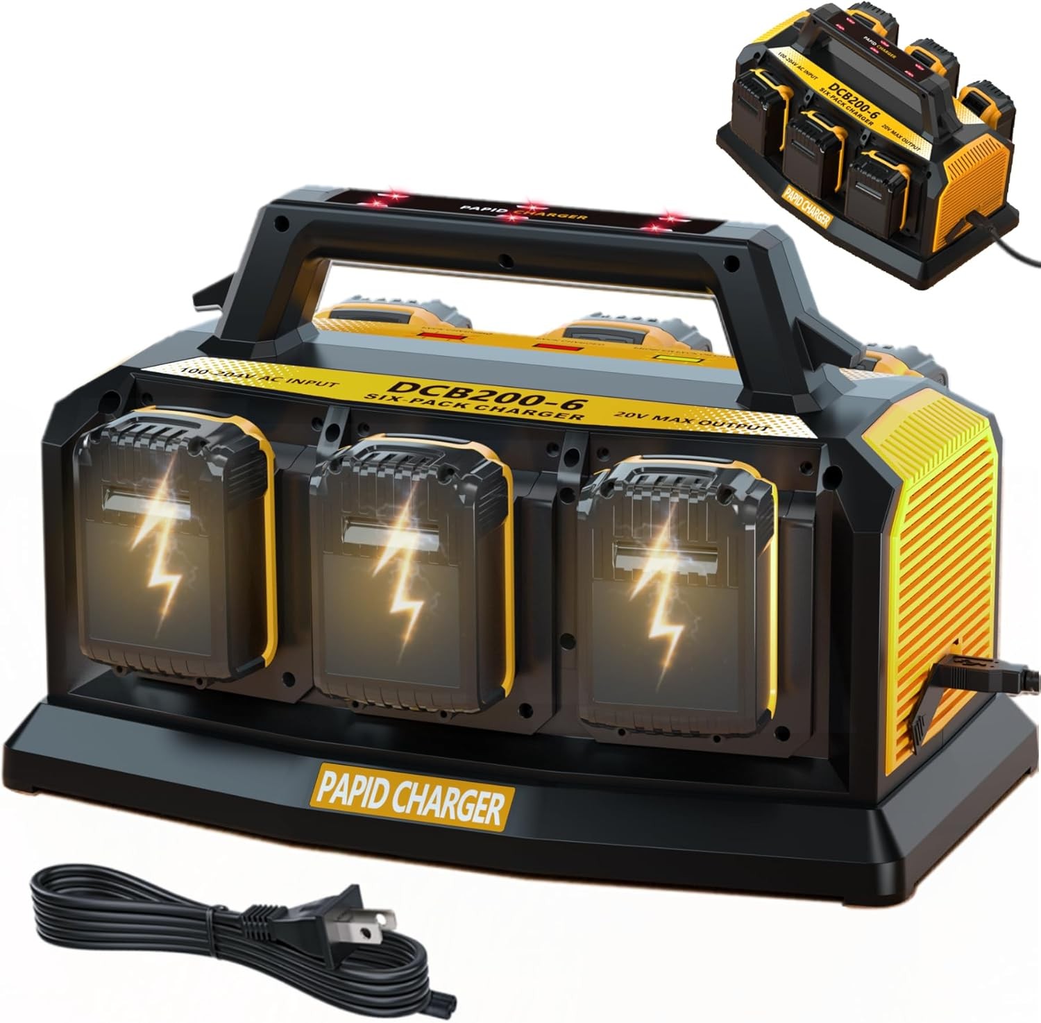 Battery Charger Station for Dewalt 20V Battery 6-Port Simultaneous Multi Charger