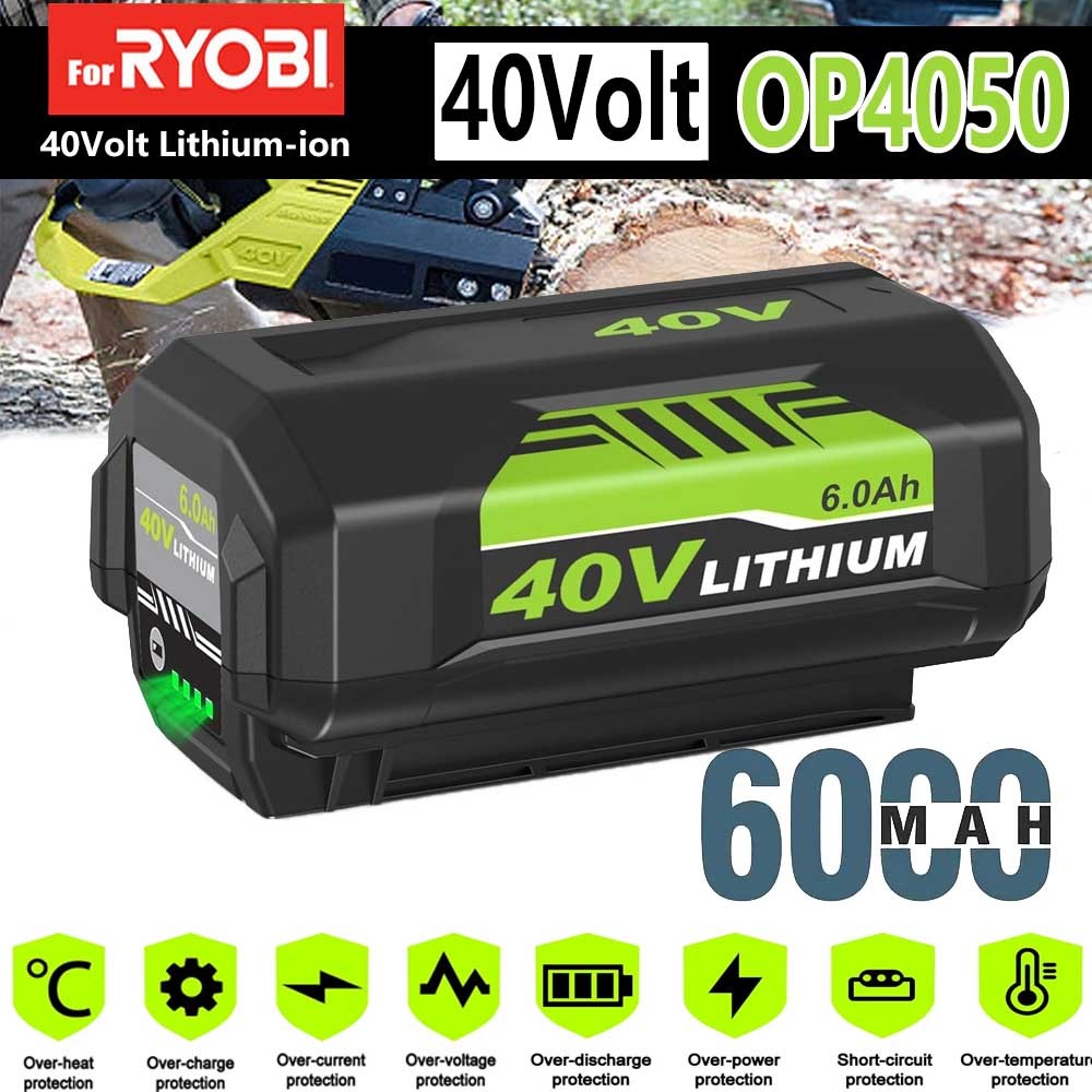 1-PCS 6.0Ah Battery for Ryobi 40V Li-ion OP4050 OP40602 OP40261 OP4030 OP4060