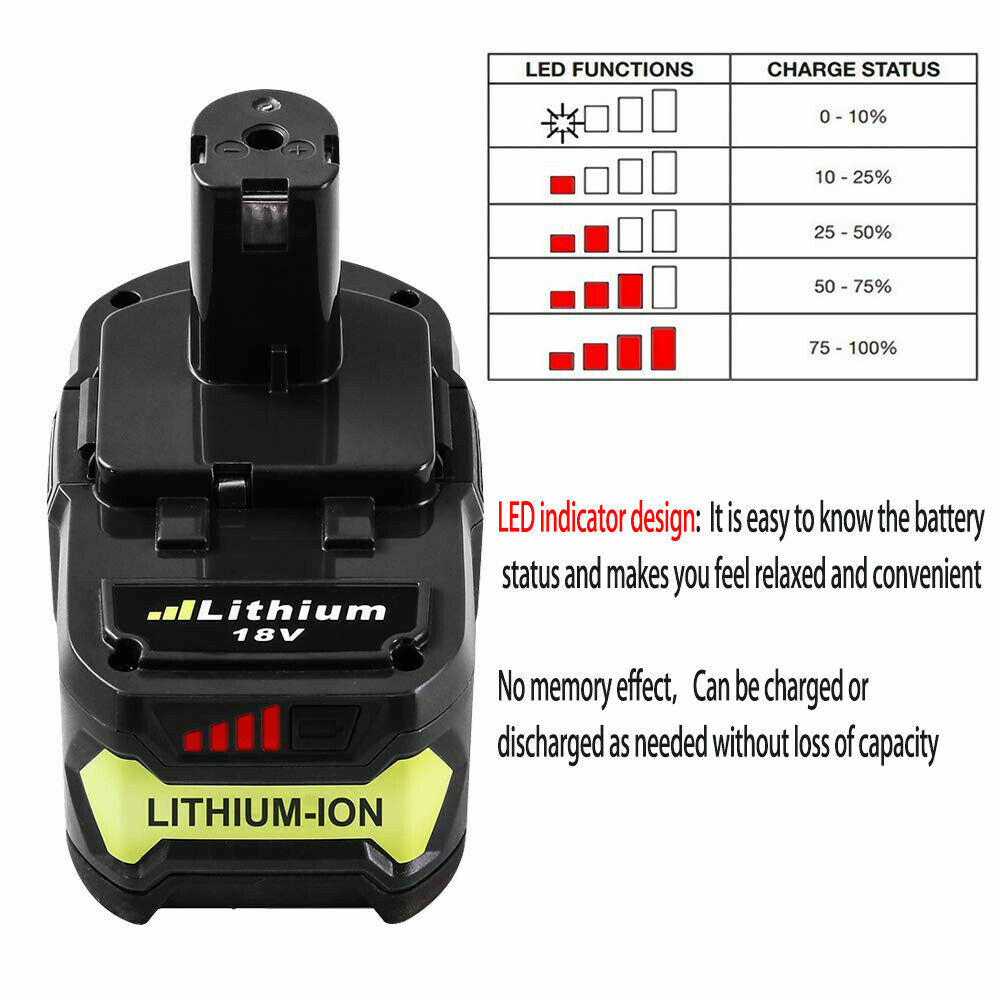 For RYOBI P108 18V One+ Plus High Capacity Battery 18Volt Lithium-Ion P109 P107