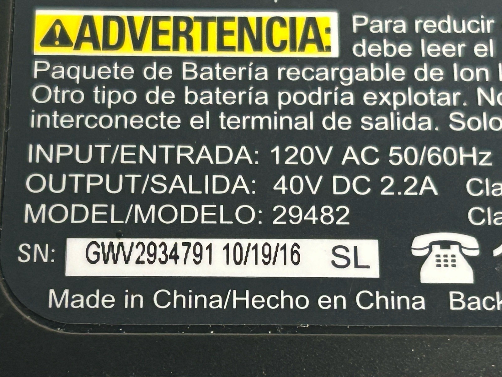 Genuine 40V Charger 29482 Greenworks 40V Battery 29472 29462 29252 22272 BAF721