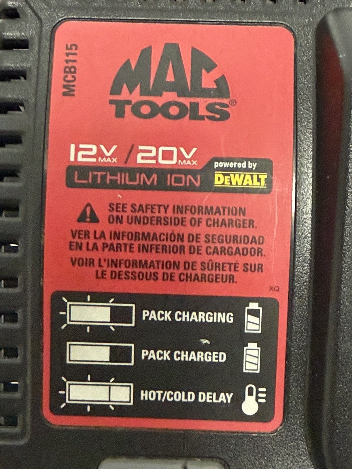 MAC Tools MCB115 12V/20V Max Lithium-Ion Battery Charger
