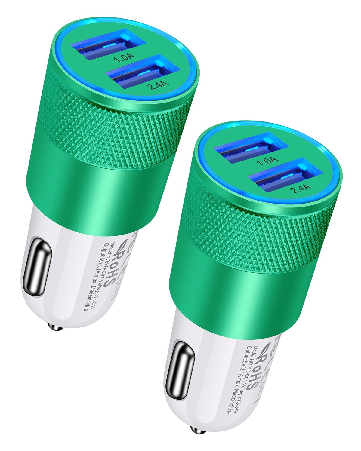 Ailkin Dual Port Car Phone Charger 2Pack 3.4A Charge Usb Cargador Carro Lighter
