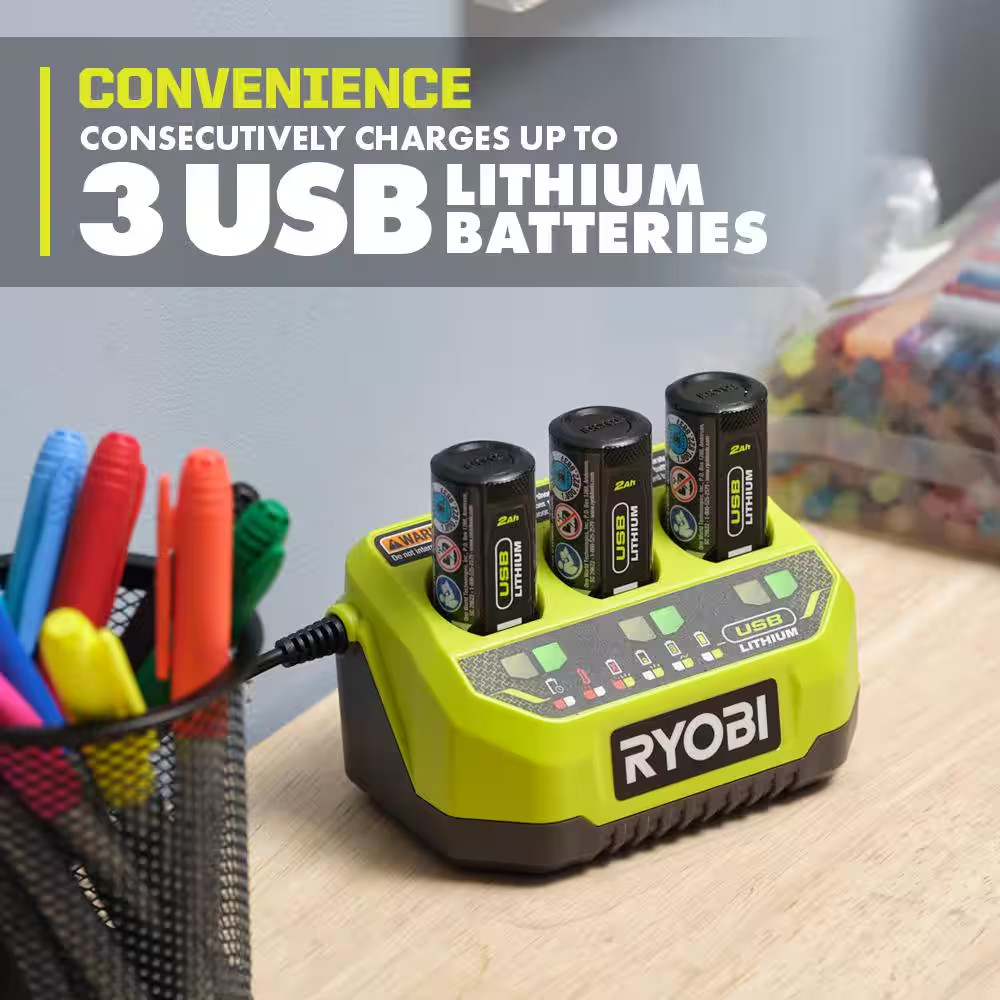 Ryobi USB Lithium 3 Port Fast Charger FVCH01 New sealed (NOT for 18v ONE+ !!)