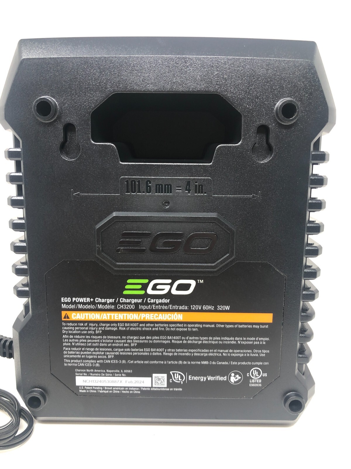 EGO CH3200 120V Power+ Charger 60Hz 320W