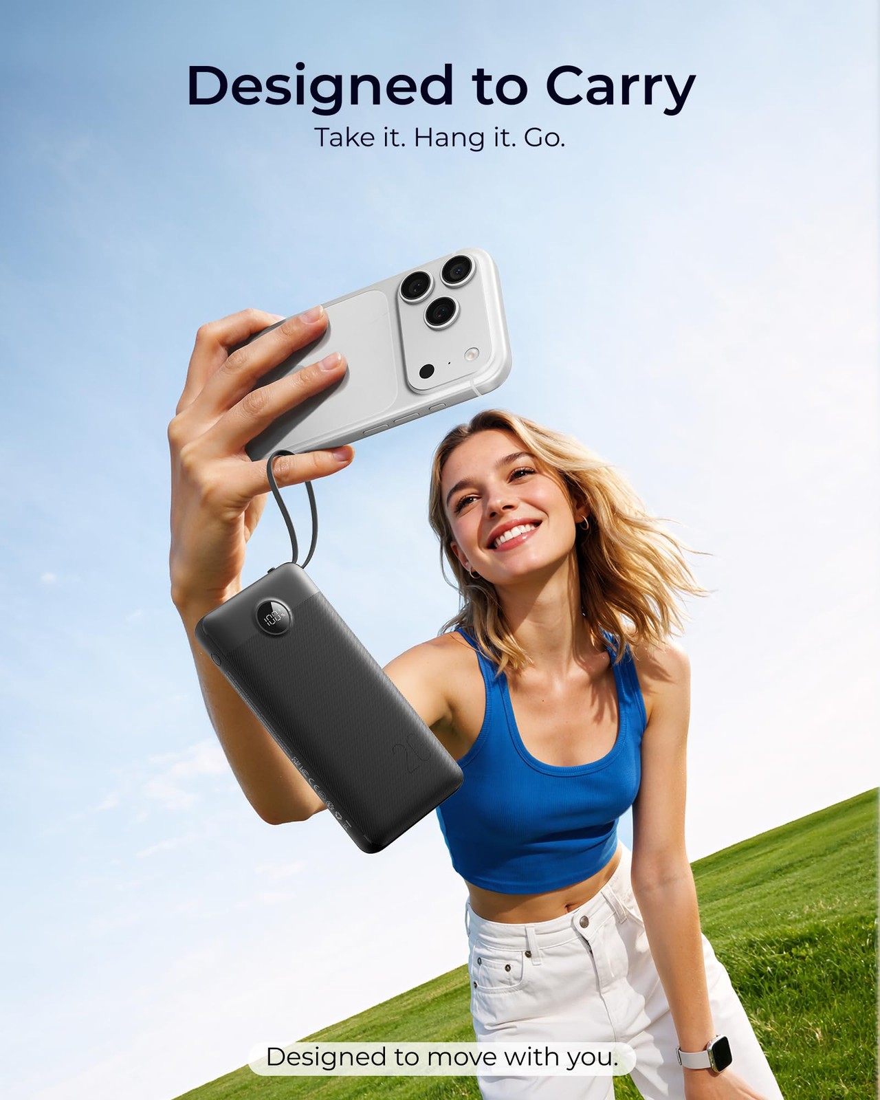 Vrurc Portable Charger Slim 20000Mah Power Bank22.5W Pd Charging Travel