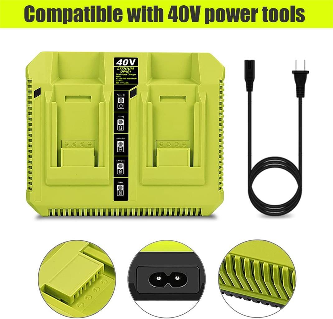 OP401 40 Volt Dual Charger for Ryobi 40V Lithium Battery Rapid Charger