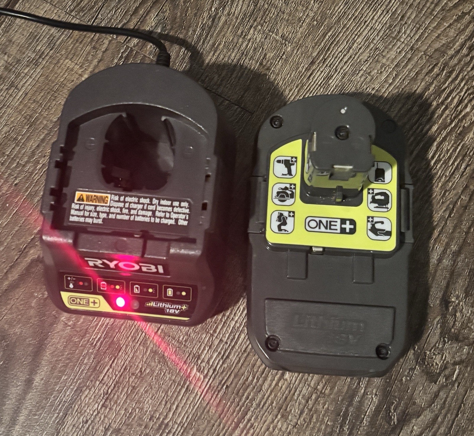 Genuine RYOBI ONE+ P190 18V 2.0Ah Battery + P118B Charger – Used OEM