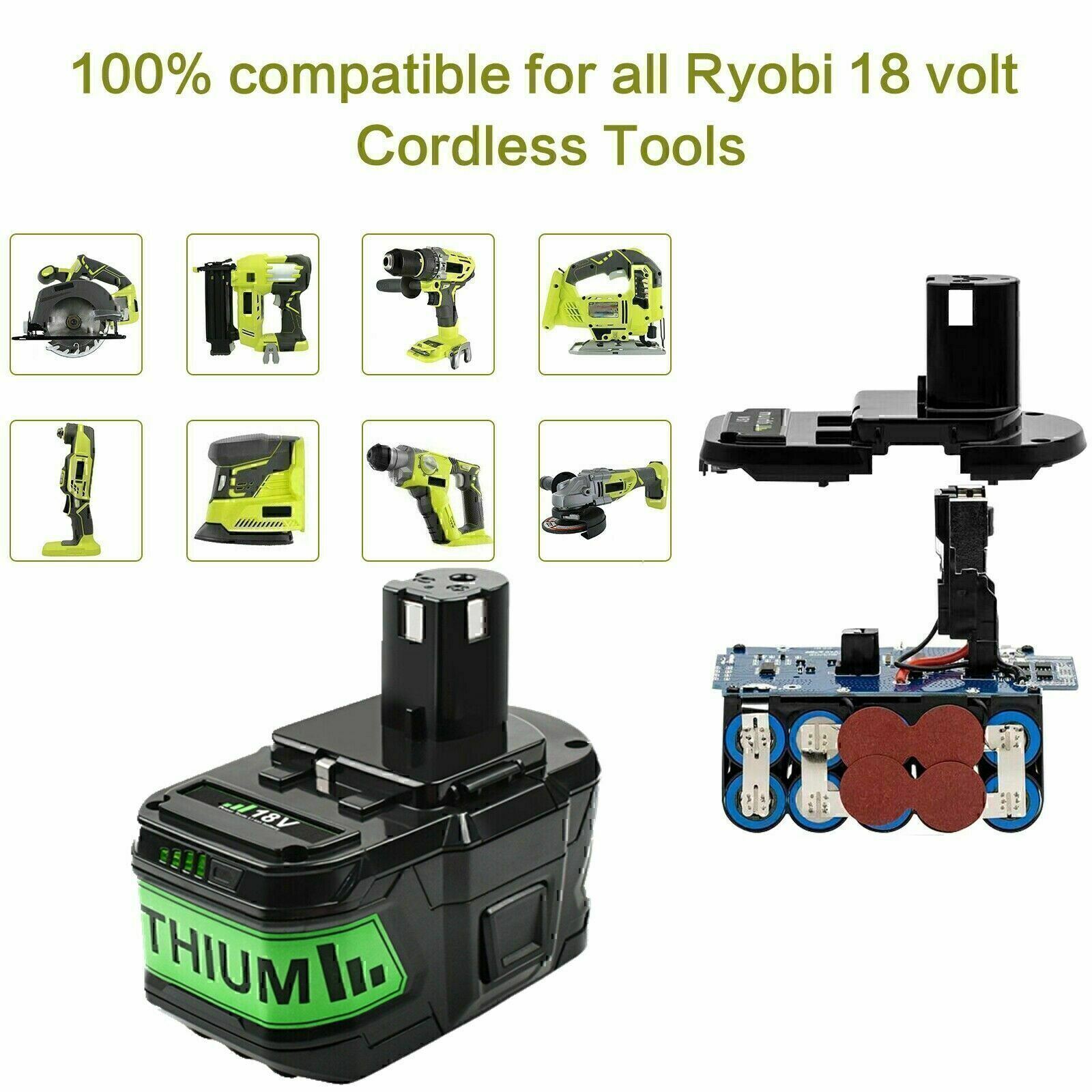 For RYOBI P108 18V One Plus High Capacity Battery 18 Volt Lithium-Ion 6Ah/12AH