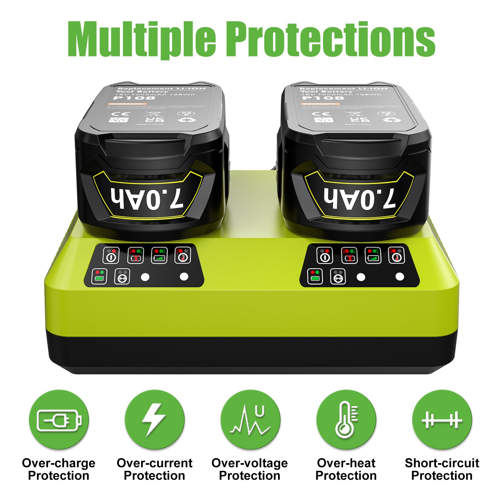 For RYOBI 18V Battery P117 Dual Charger P189 P190 P108 P107 Fast Charger Station