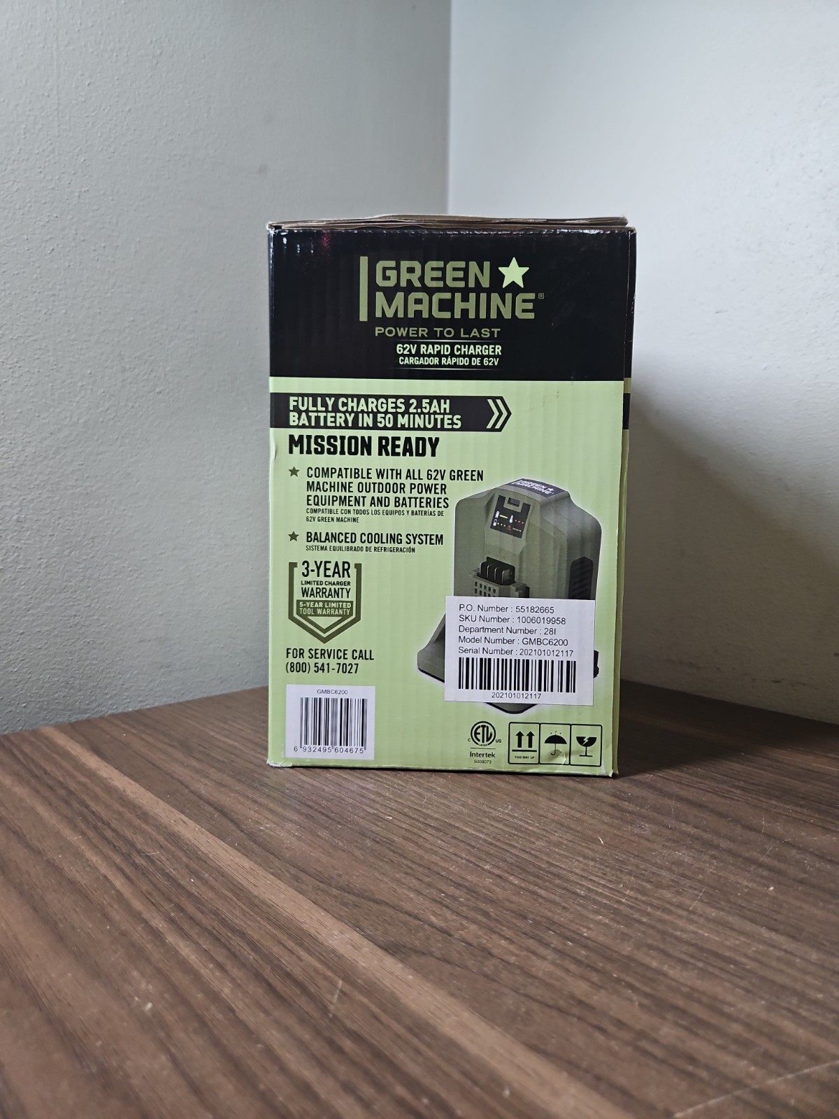 Green Machine Rapid Battery Charger 62V 110-120V w Cooling Fan GMBC6200