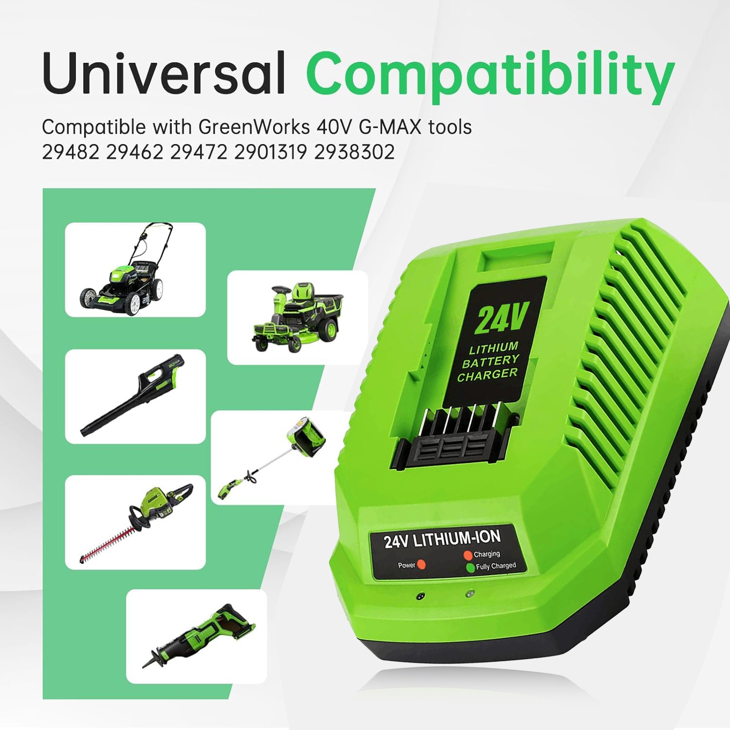 40V Lithium Ion Battery Fast Charger for Greenworks G-MAX 40volt 29462 29472