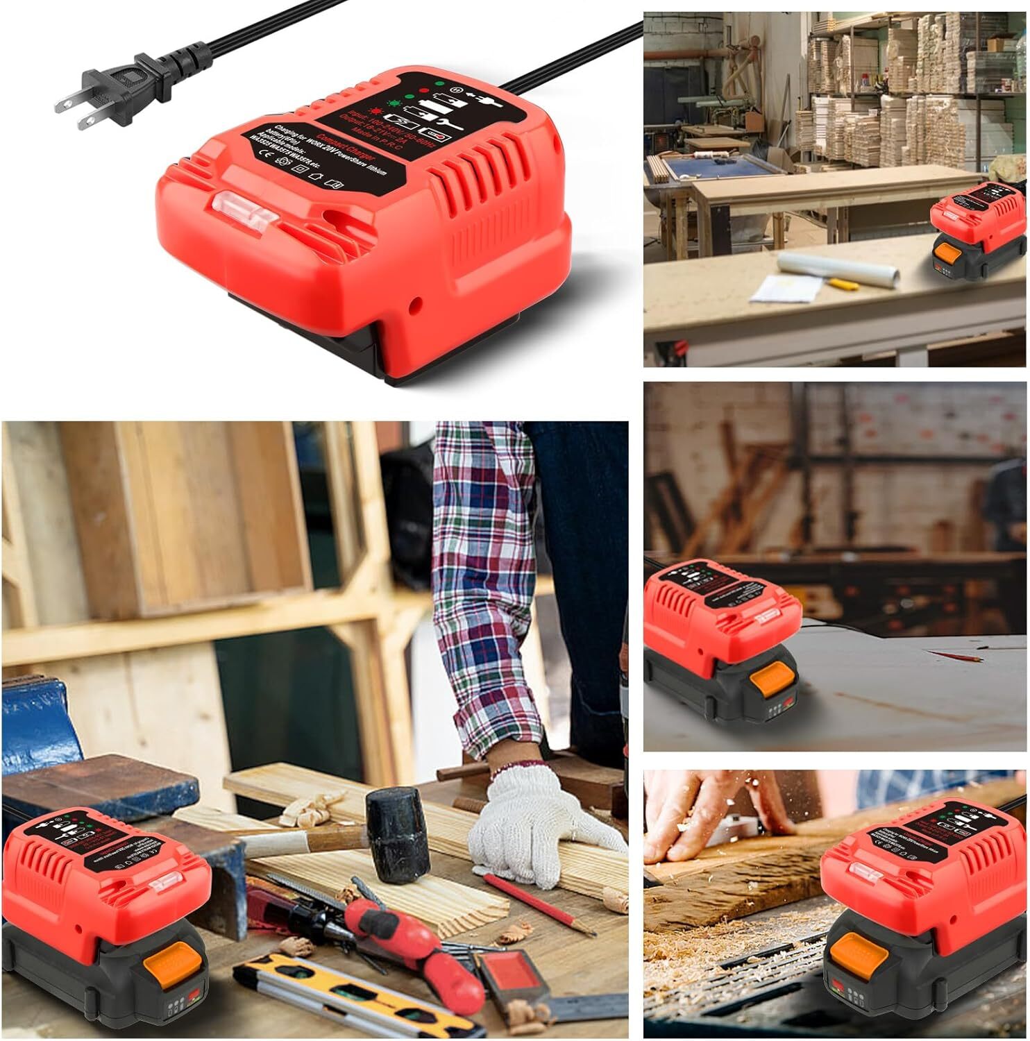 Portable Charger for Worx 20V Lithium Battery WA3742 WA3520 WA3525 WA3578 WA3732