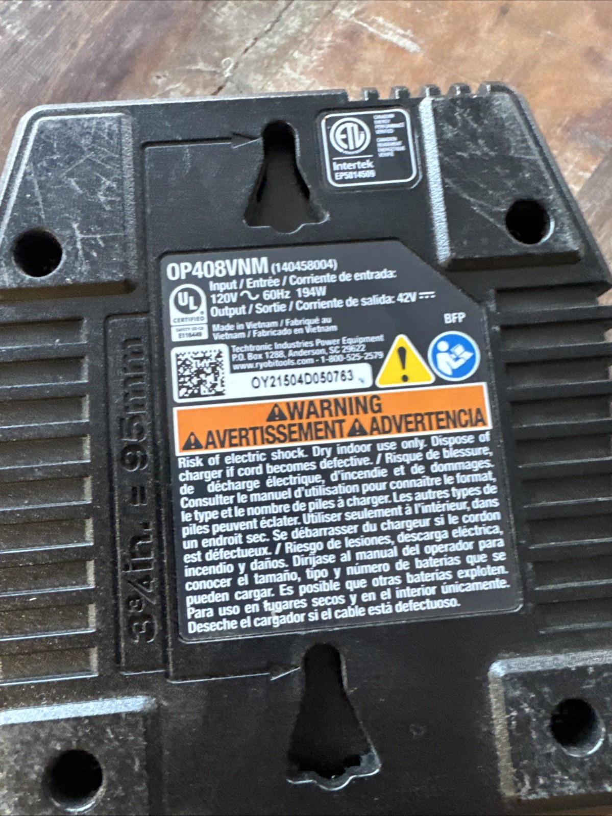 Ryobi OP406VNM 40V Lithium-Ion Battery Rapid Charger