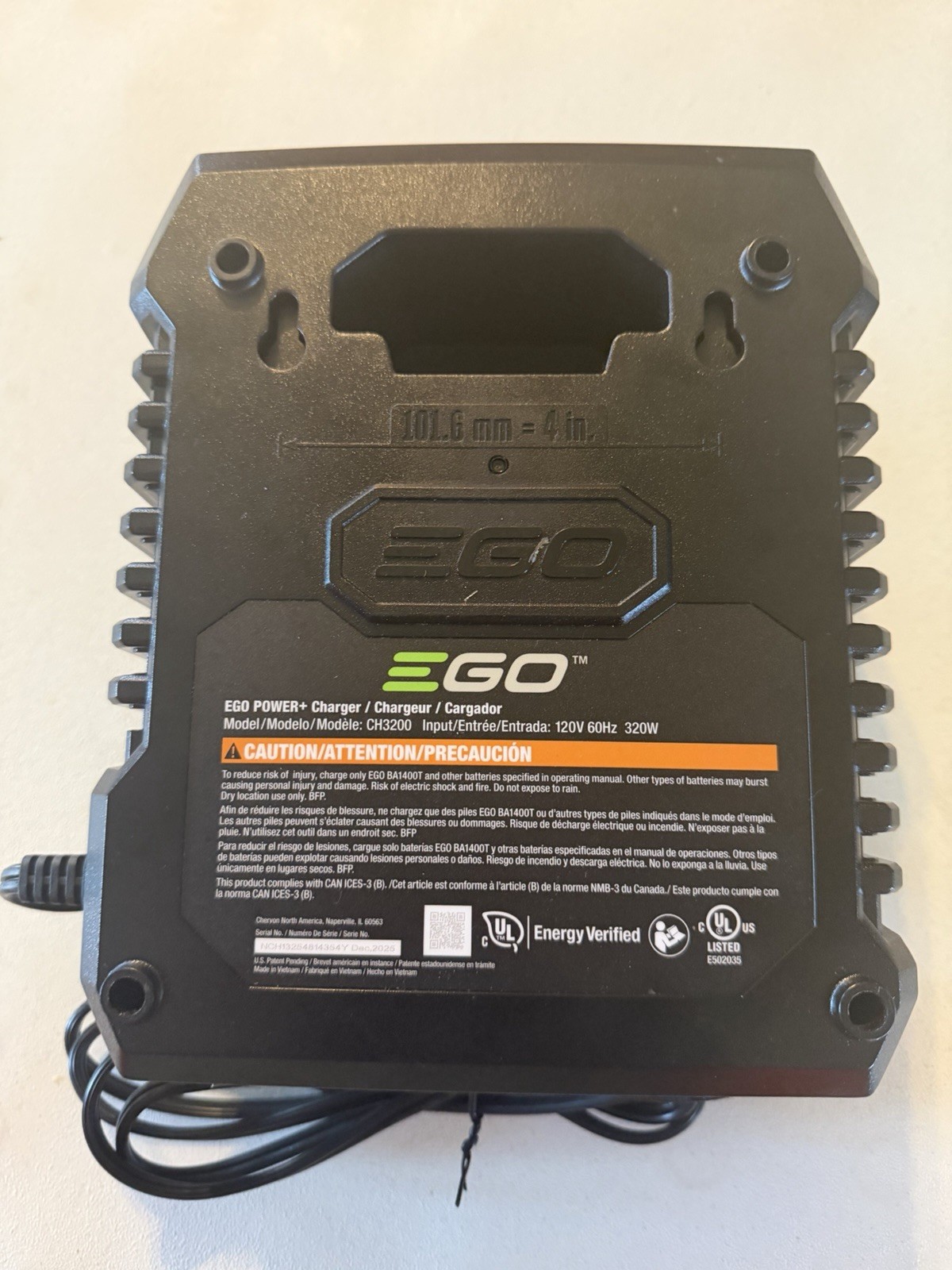 EGO Power CH3200 320W 56-Volt Lithium-ion Fast Charger