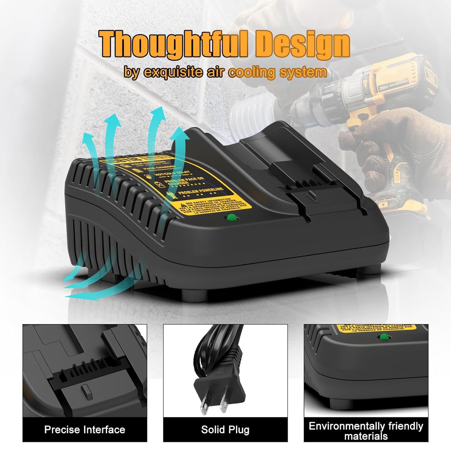 For DeWalt 3A Fast Charger 12V-20V MAX Lithium Battery DCB200 DCB201 DCB203
