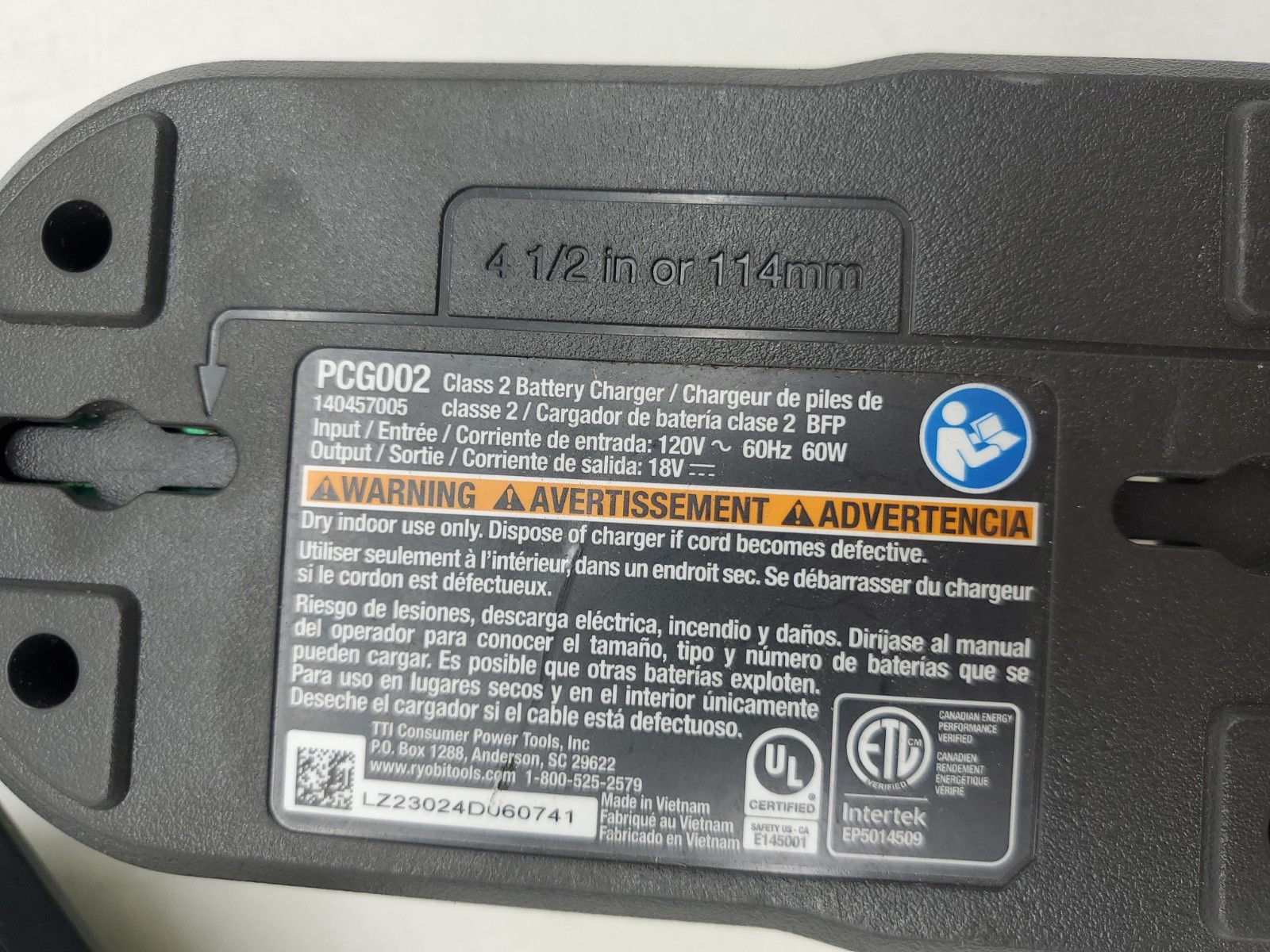 Ryobi 18V Power Tool Battery Charger PCG002-32