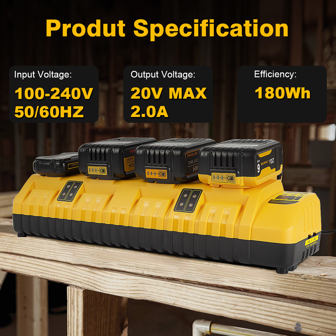 1/2 Pack DCB104 Fast Charger Multiport Simultaneous For DEWALT 20V XR Battery