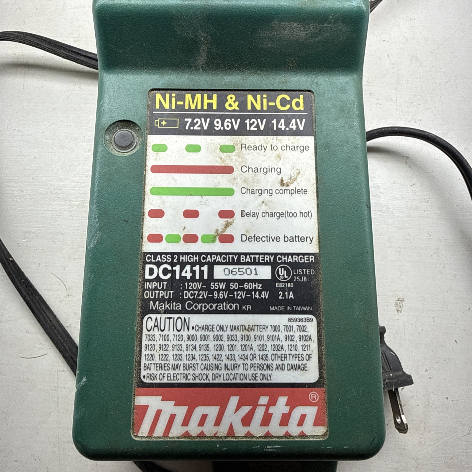 Makita DC1411 Ni-MH & Ni-Cd 7.2v 9.6v 12v 14.4v Battery Charger Genuine OEM. 21