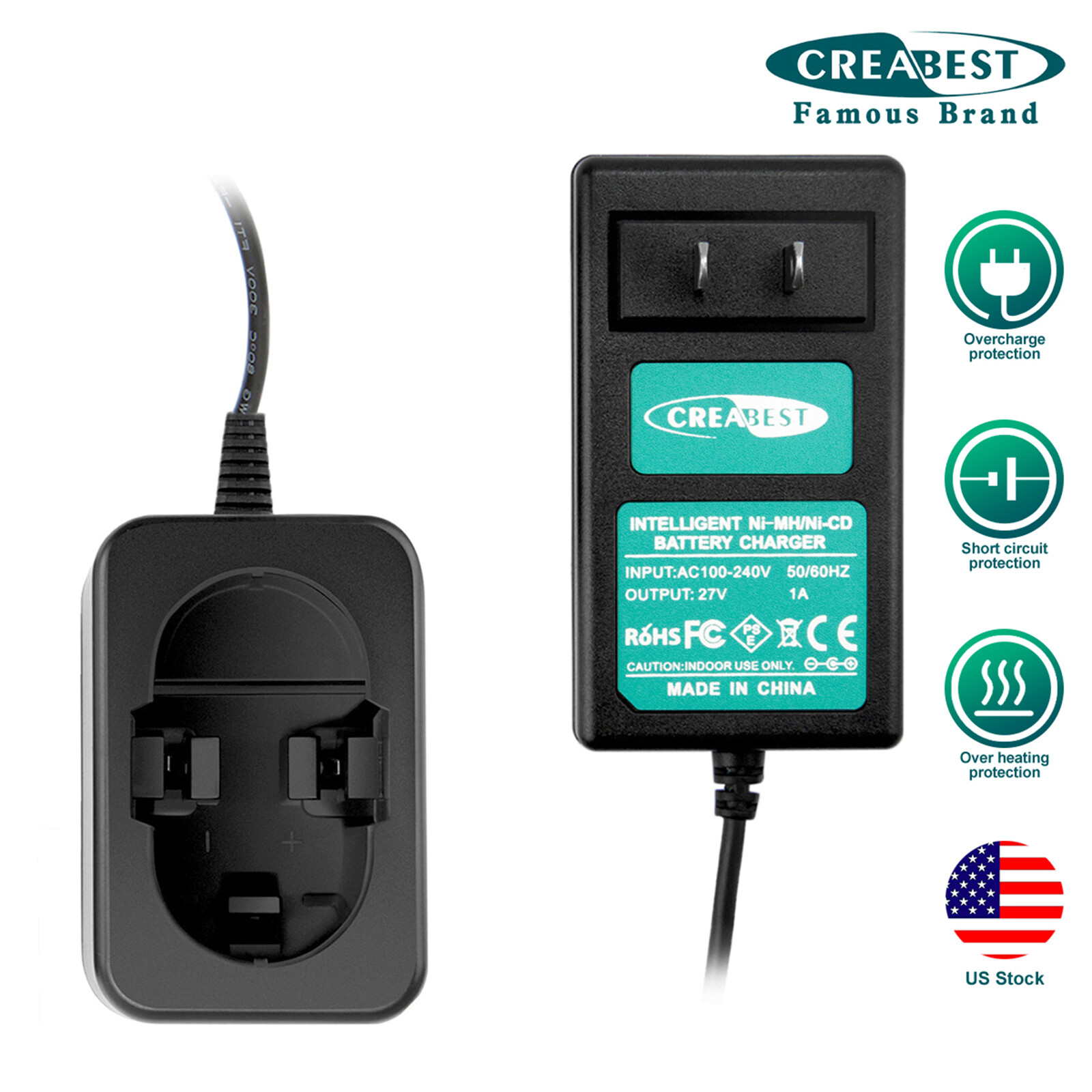 US Charger For Bosch 1.2V-18V Ni-MH Ni-CD Battery BAT011 BAT040 BAT045 BAT025