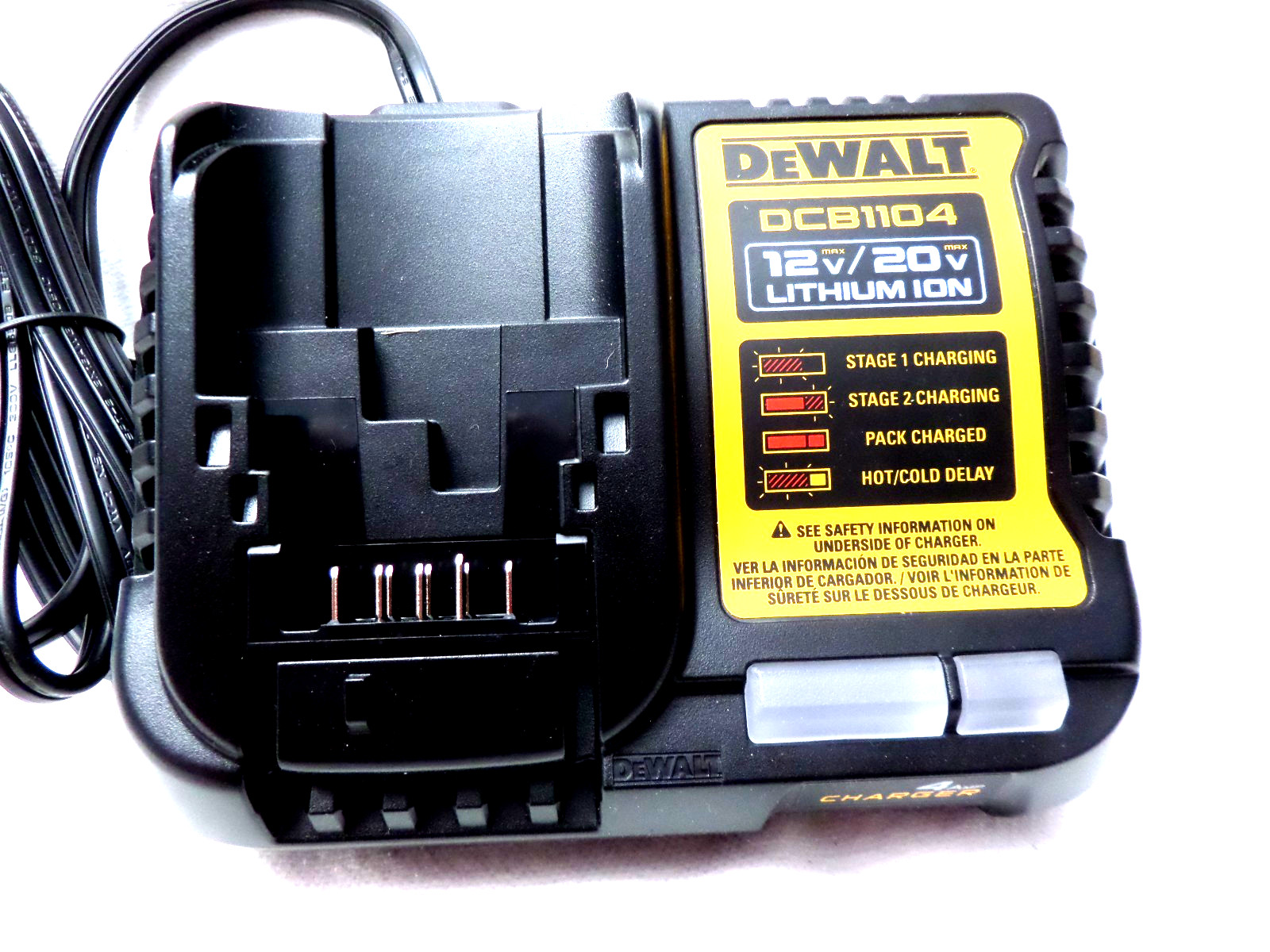 DeWalt 4 Amp Battery Charger 12V & 20V Volt MAX Li Ion Model DCB1104