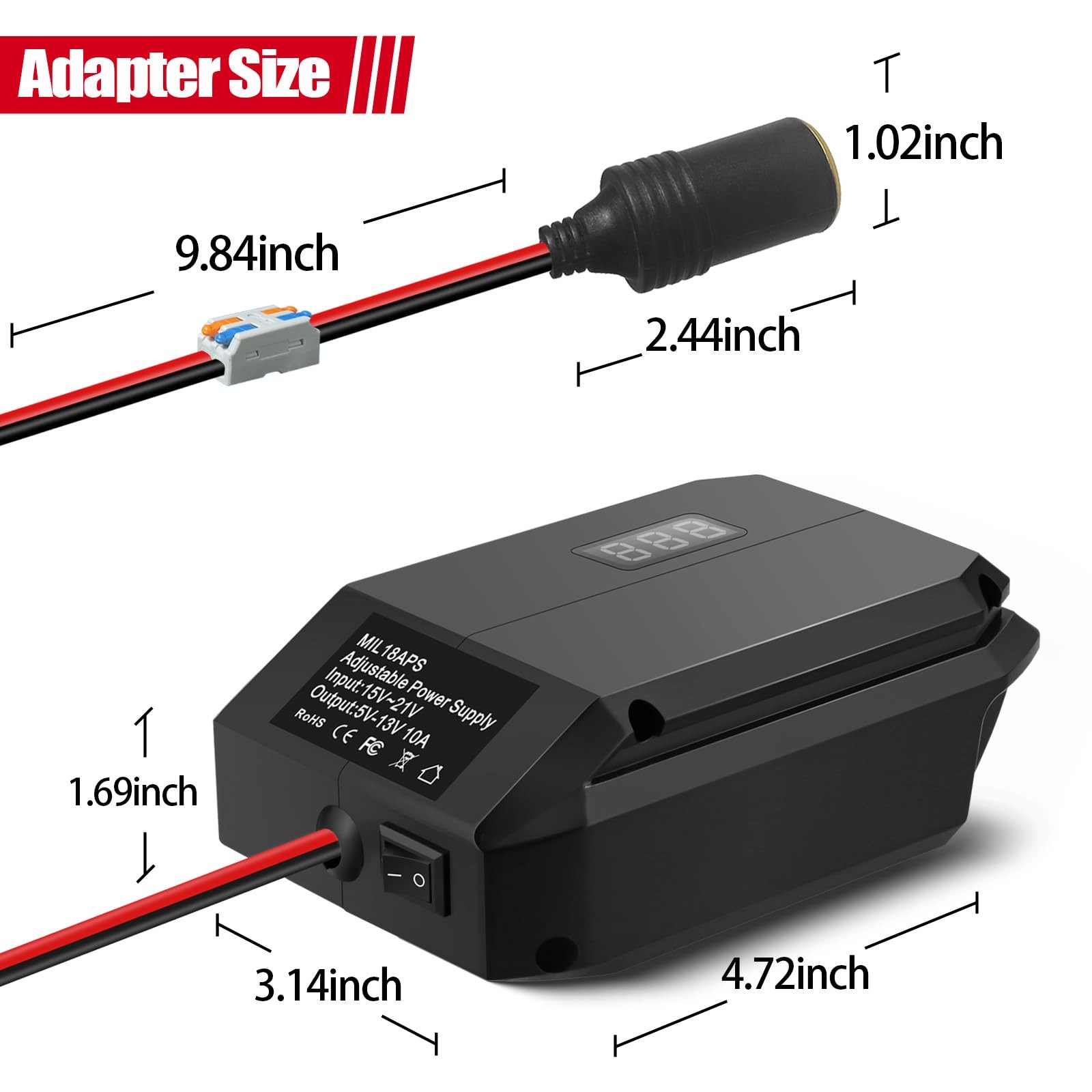 Fybemax for Milwaukee M18 18V to 12V Step Down Power Wheels Battery Black