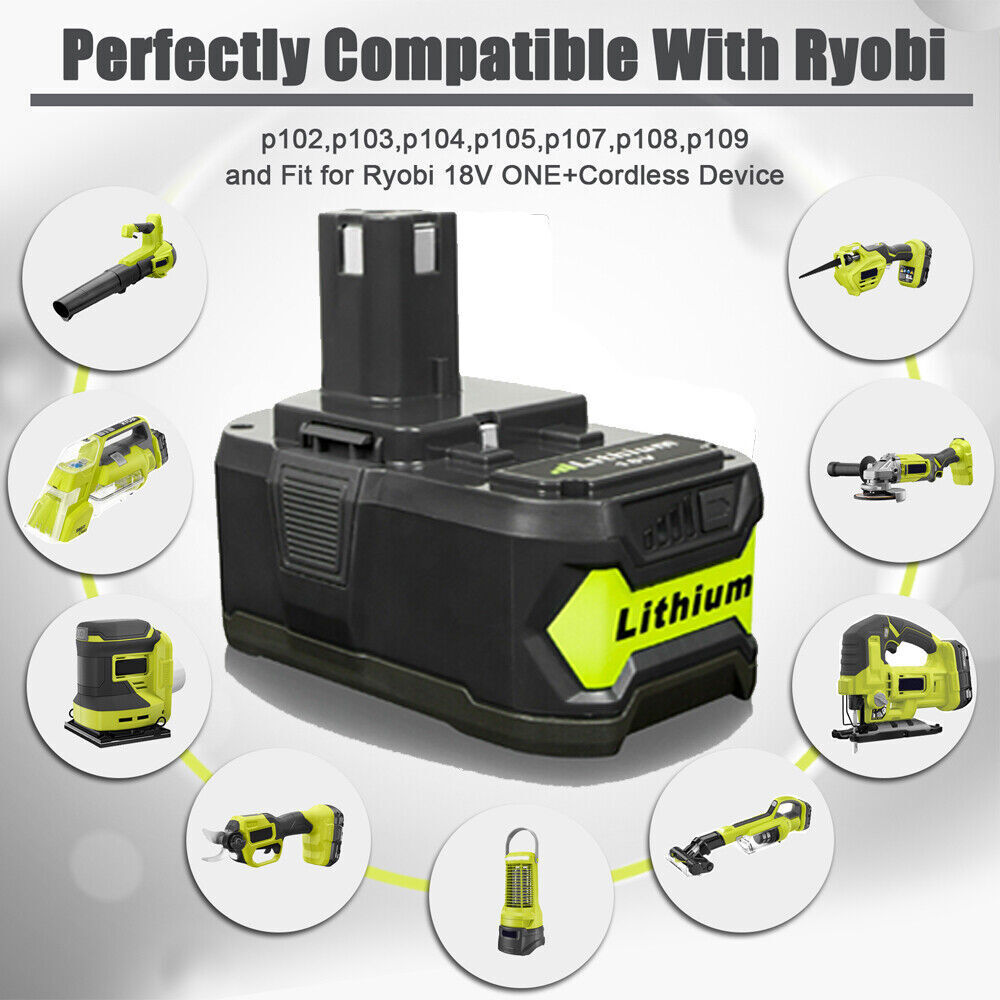 For RYOBI 18V 5Ah 7Ah 9Ah P108 P109 High Capacity Li-ion Battery or P117 Charger