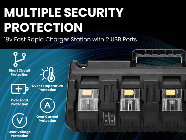 DC18SF 18V LXT Li‑Ion 4-Port Battery Charger Replace for Makita 18 Volt Battery