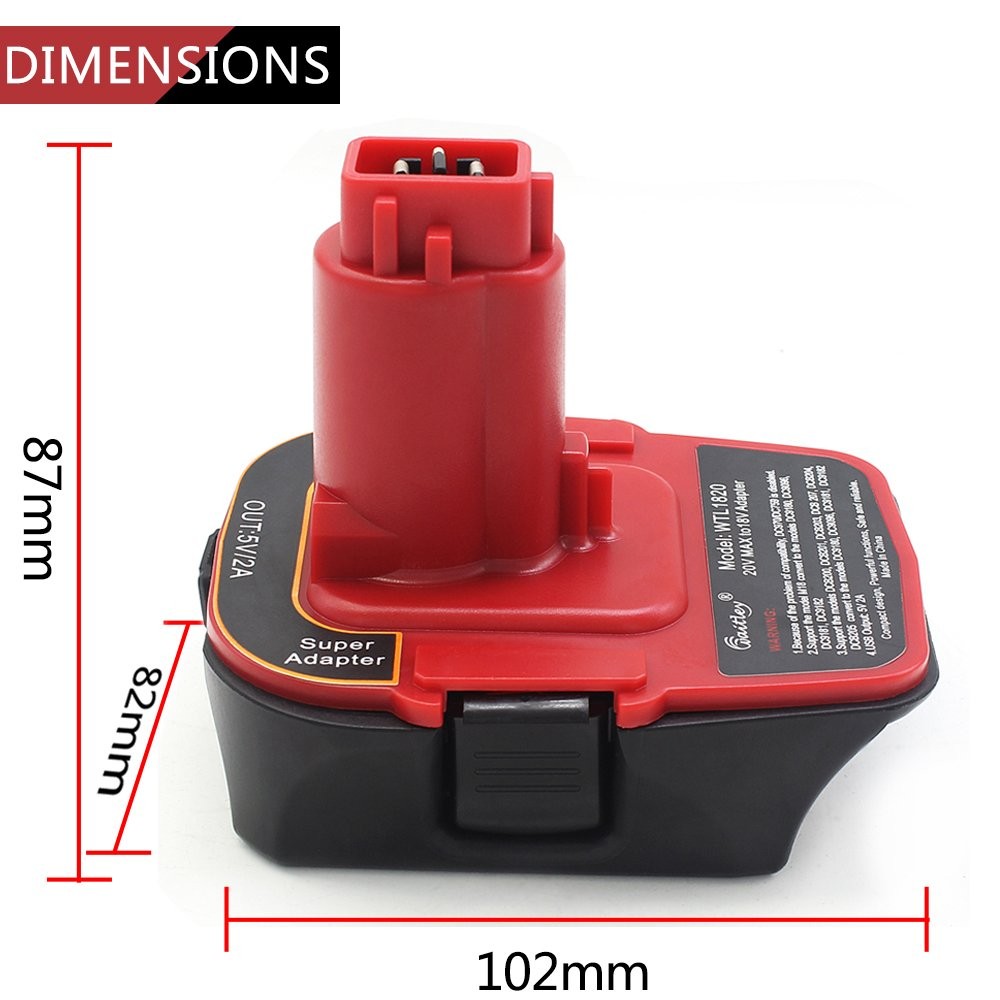 waitley Battery Adapter 18V-20V Converter Compatible with Black and Red
