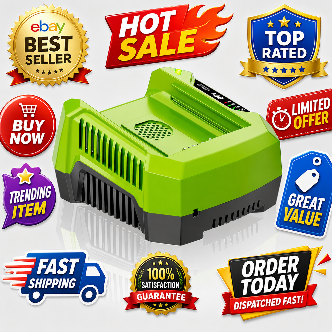 80V 4.0A Rapid Battery Charger For Greenworks Pro 80 Volt GCH8040 GCH8020 Dock