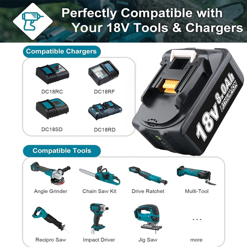 1 Pack 8.0AH For MAKITA 18V LXT LITHIUM ION BL1860 BL1830 BL1850 BL1860B BATTERY