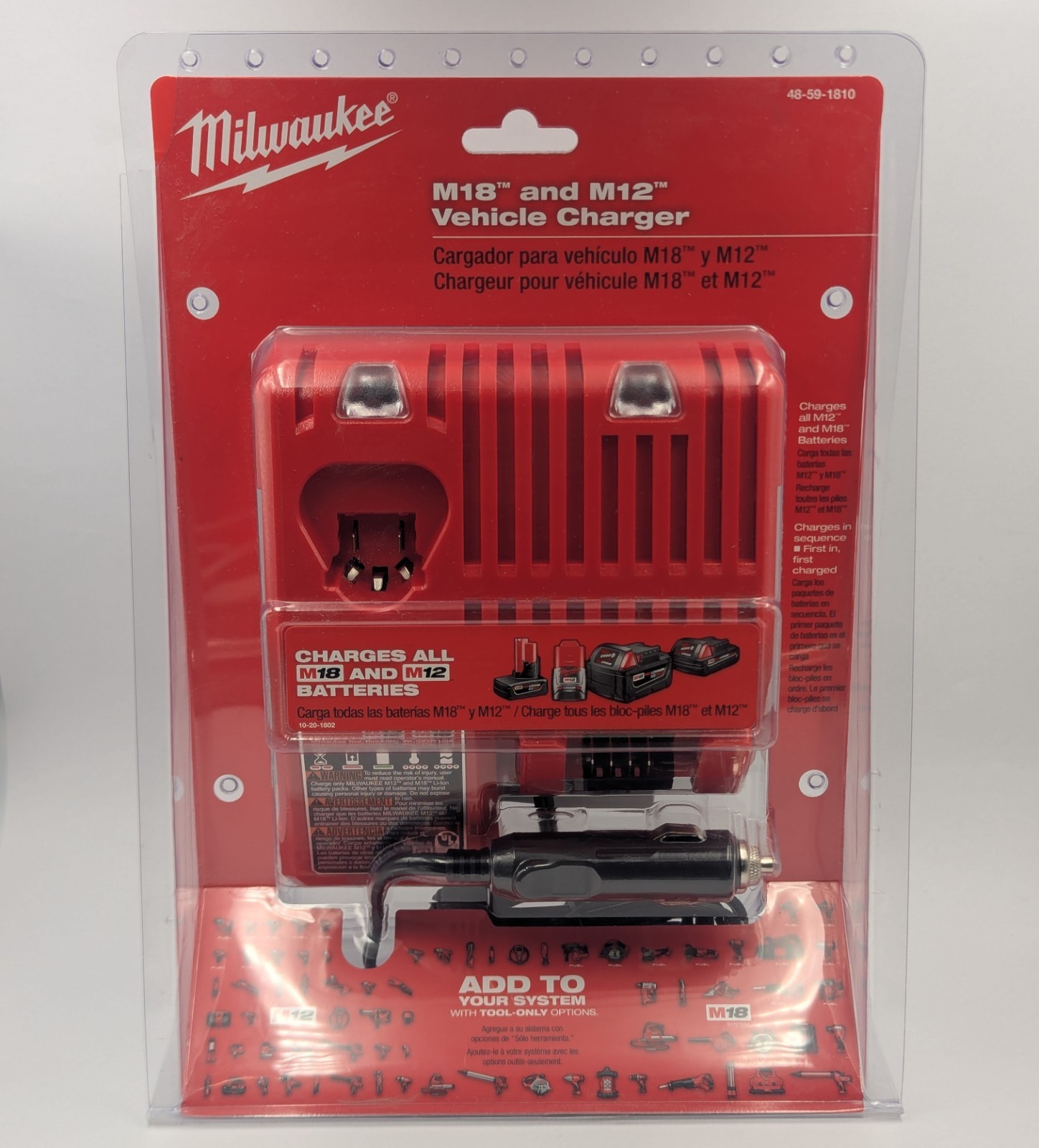 Milwaukee 18v Vehicle Car Charger 48-59-1810 M18 & M12 Lithium Battery New OEM
