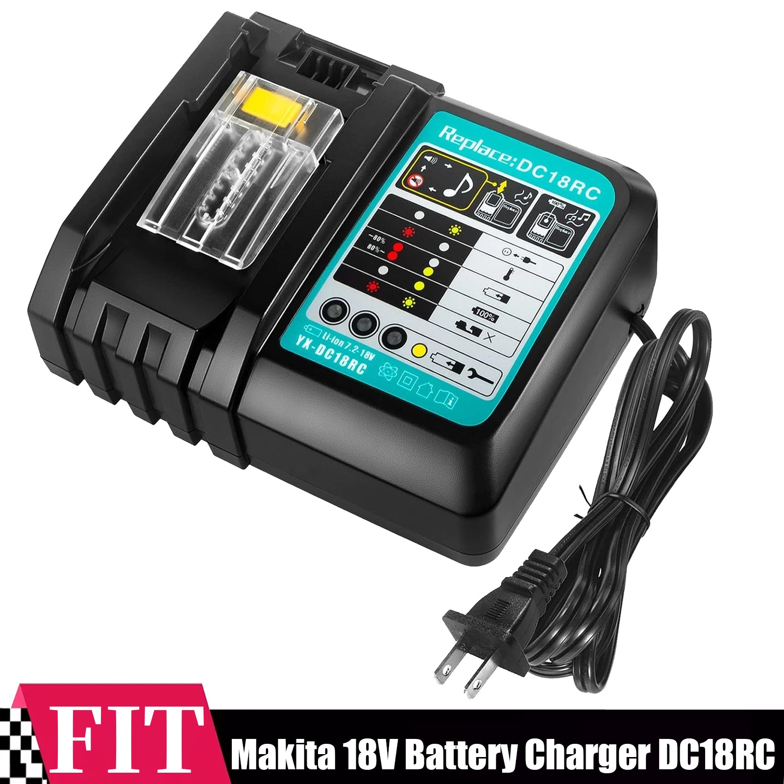 DC18RC Battery Rapid Fast Charger For Makita 14.4V-18V 3.0A Lithium‑Ion BL1830B