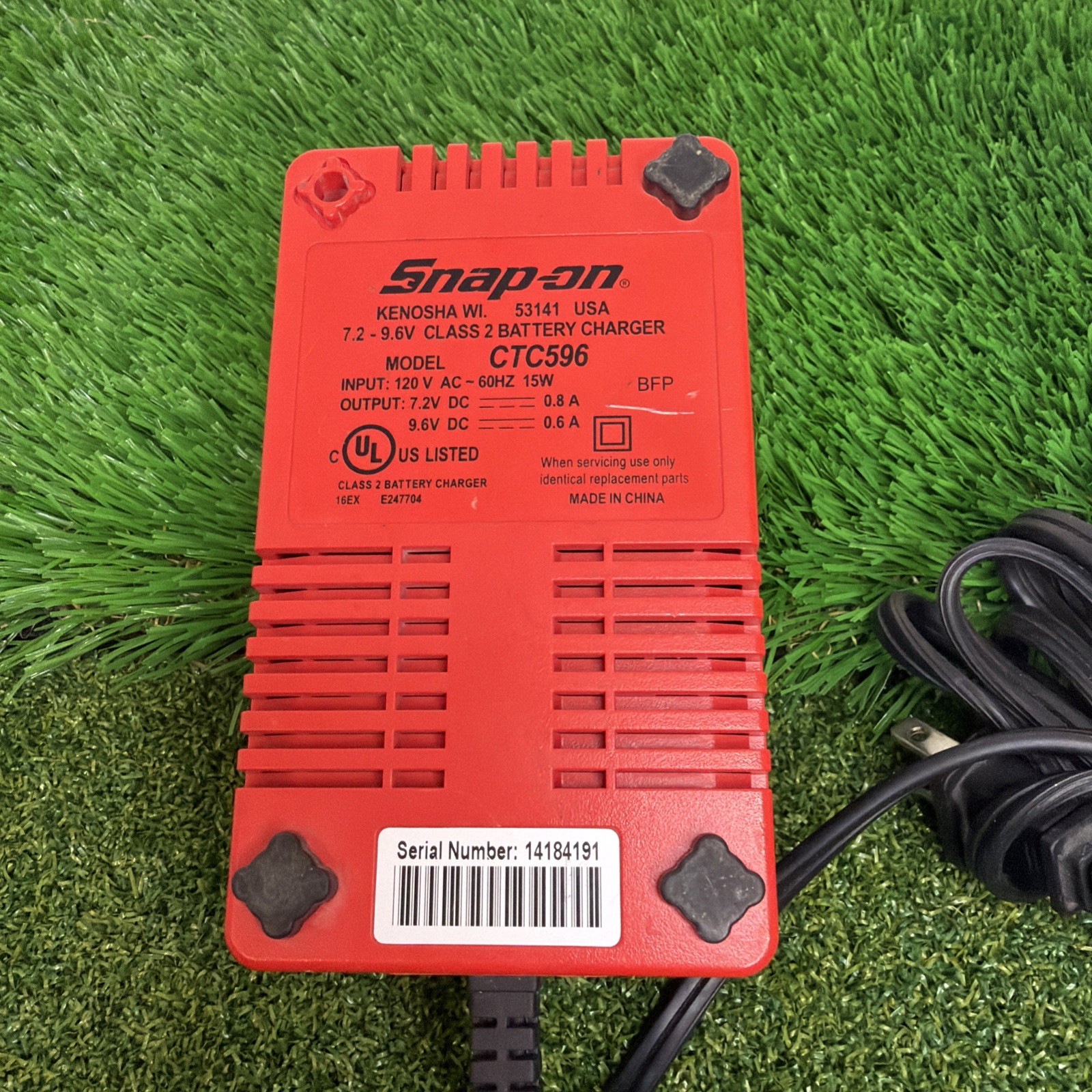 Snap On 7.2v-9.6v Battery Charger Model CTC596 Snap-On. Tested.