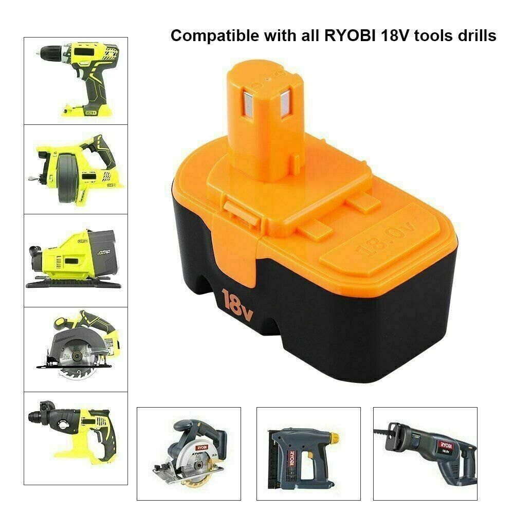 1-2Pack Replace for Ryobi Battery/Charger 18V PLUS 4.8Ah NIMH P100 13022 ABP1801