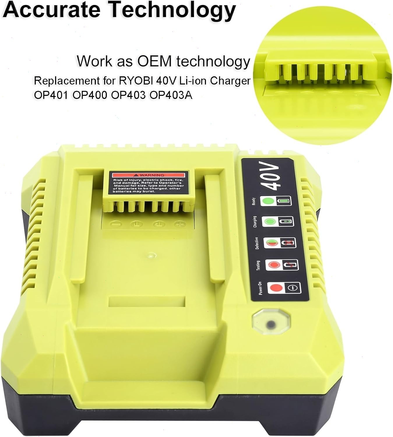 Rapid Charger For Ryobi 40V OP408VNM Lithium Battery OP406VNM OP40602 OP401 LED