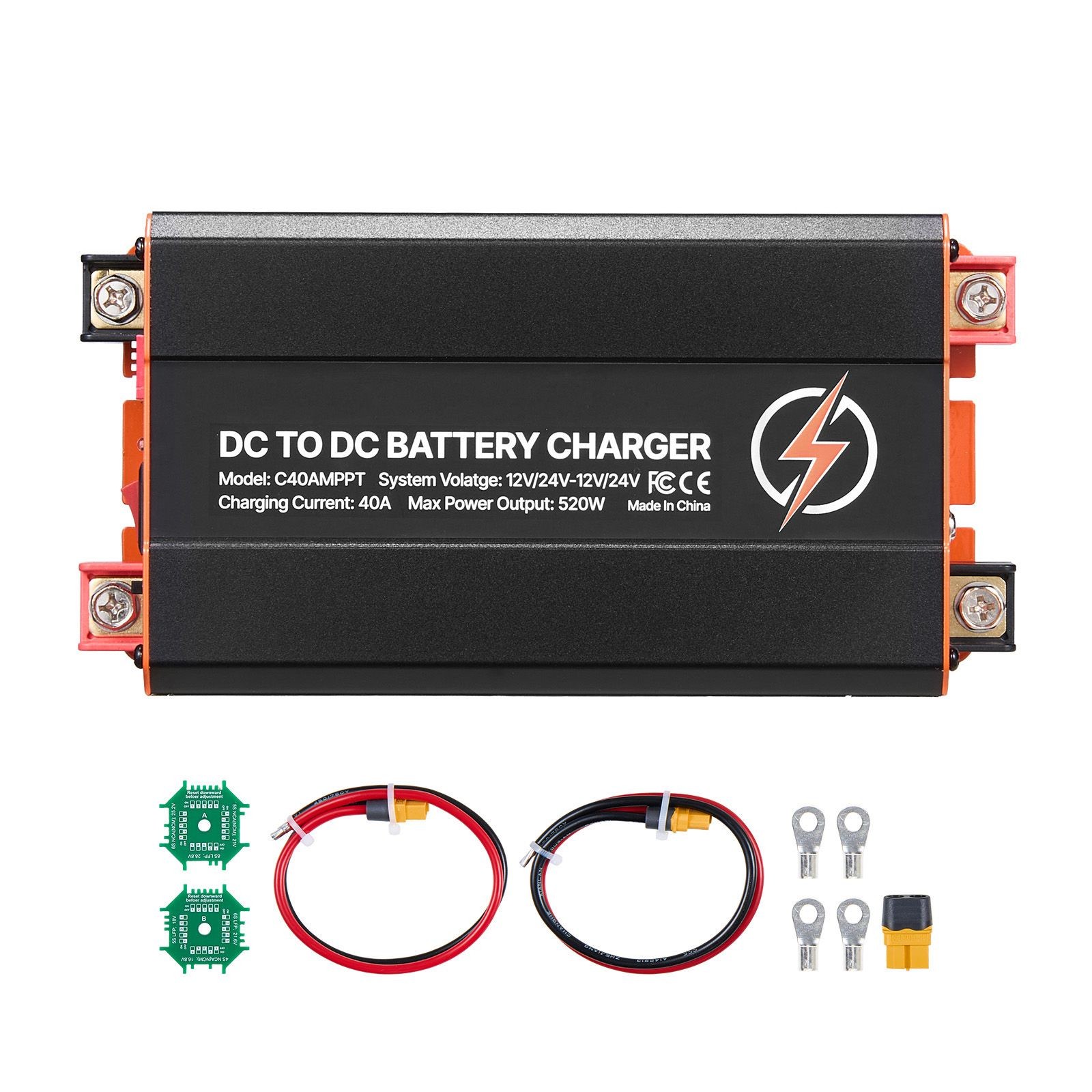 DC to DC Charger with MPPT 520W 40A Dual Input for LiFePO4 Lead – Acid Batteries